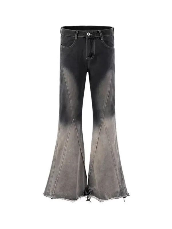 VIBE Vintage washed gradient raw edge draped micro-flare jeans Size US 34 / EU 50 - 4 Thumbnail