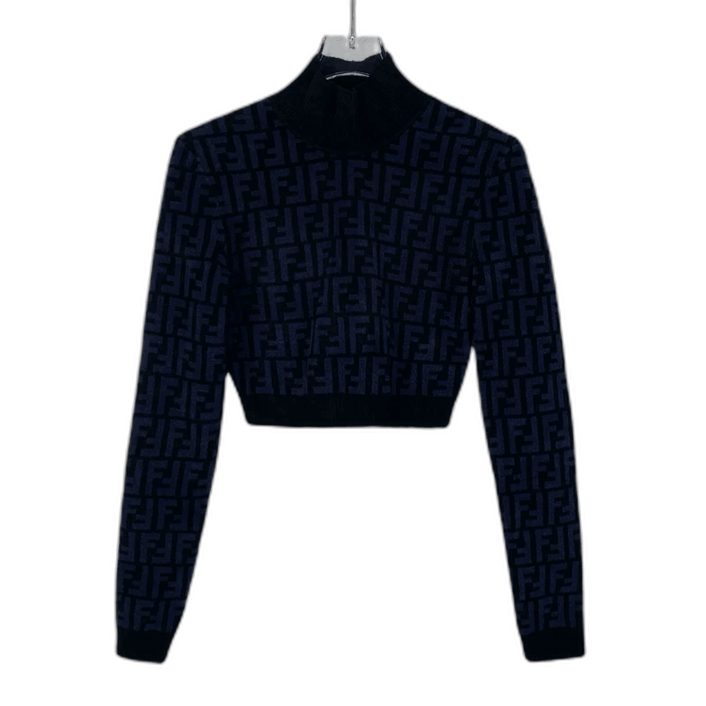 Fendi Fendi Black Logo Knit High Neck Sweater Size US M / EU 48-50 / 2 - 1 Thumbnail