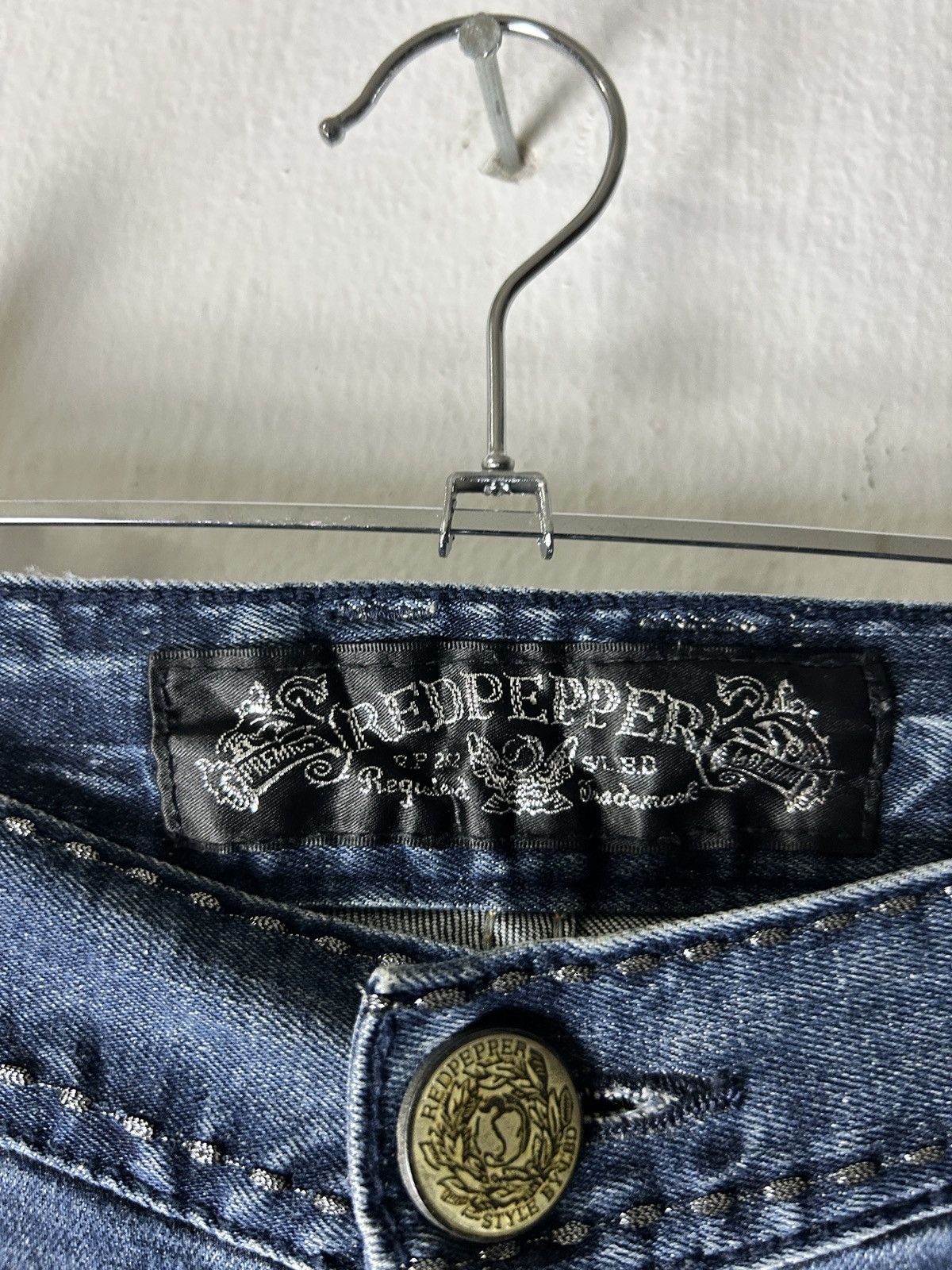 If Six Was Nine Red Pepper Union Jack Punk Flare Jeans Size US 36 / EU 52 - 15 Thumbnail