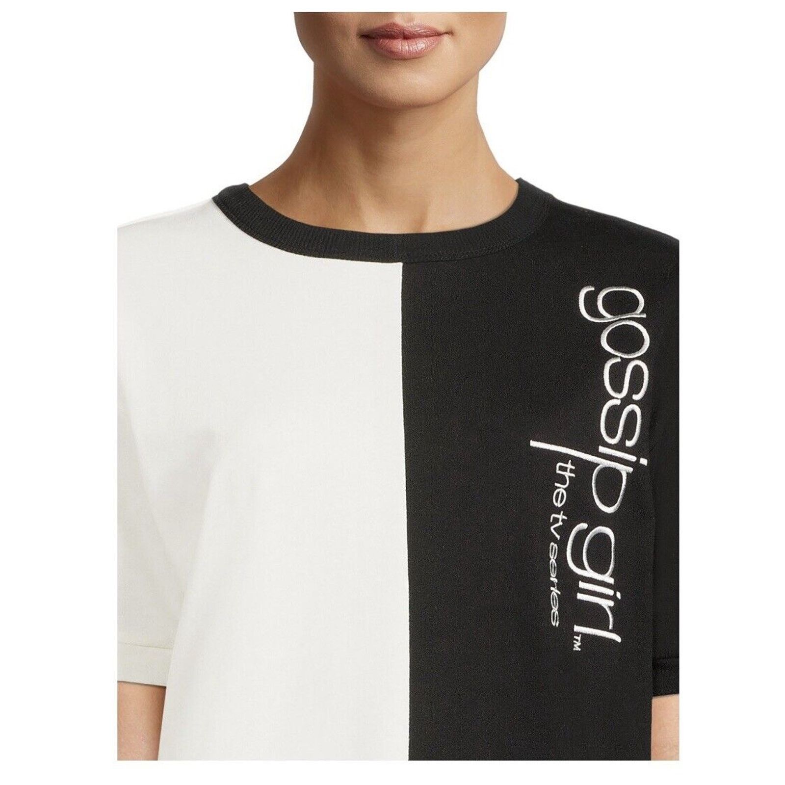 Warner Bros Gossip Girl Graphic Top Short Sleeves Black White Small Size S / US 4 / IT 40 - 4 Thumbnail
