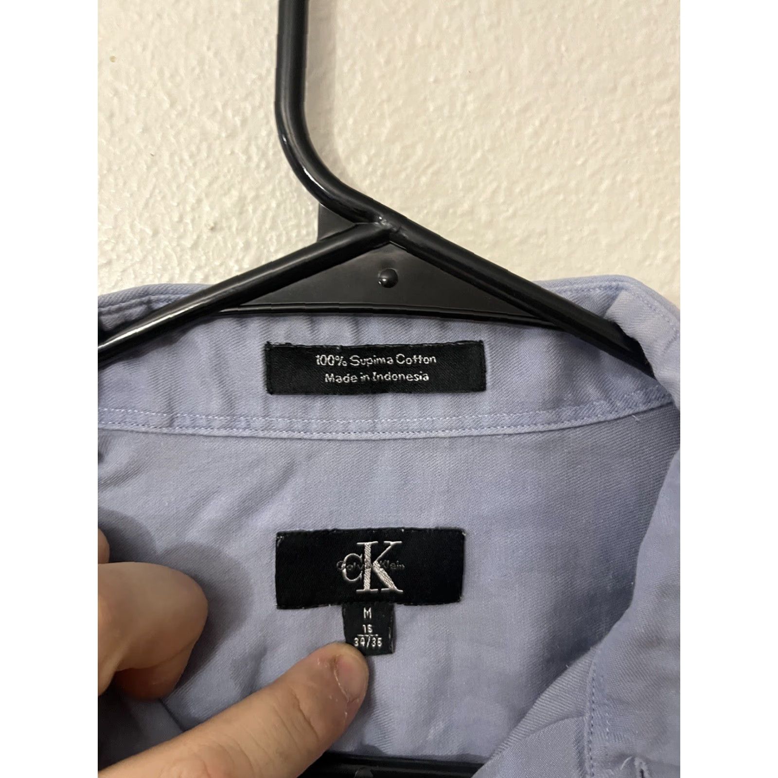 Vintage Calvin Klein Jeans Button-Up Shirt Men Blue Long Sleeve CK Supima Cotton Size M Regular Collar Button-Down Size US M / EU 48-50 / 2 - 2 Thumbnail