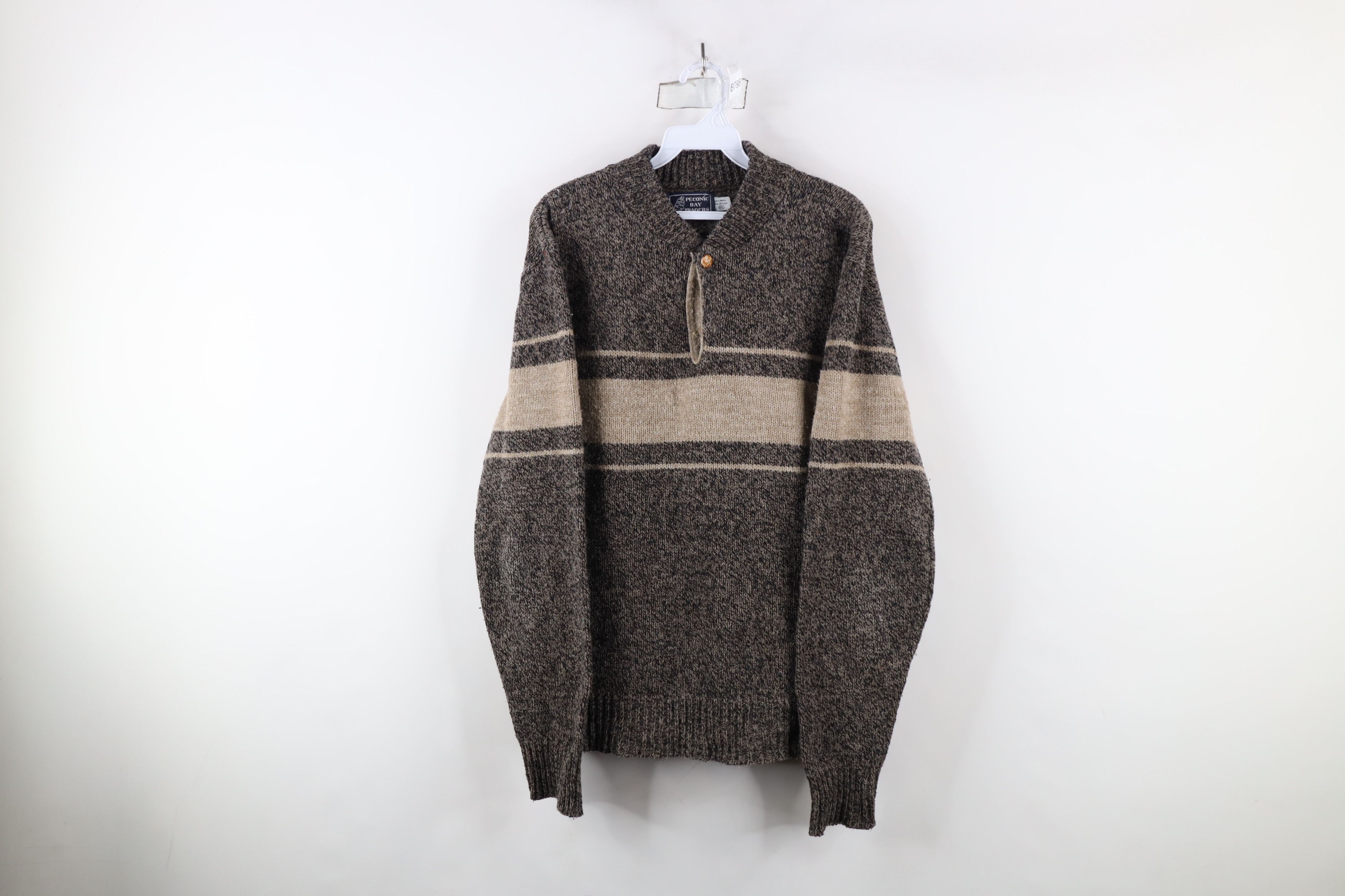Vintage Vintage 90s Streetwear Wool Blend Knit Henley Sweater USA Size US XL / EU 56 / 4 - 1 Thumbnail