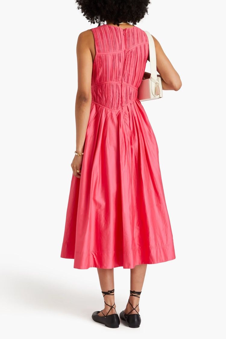 Aje AJE Nya pleated cotton-taffeta midi dress Bubblegum UK 4 Size XS / US 0-2 / IT 36-38 - 3 Thumbnail
