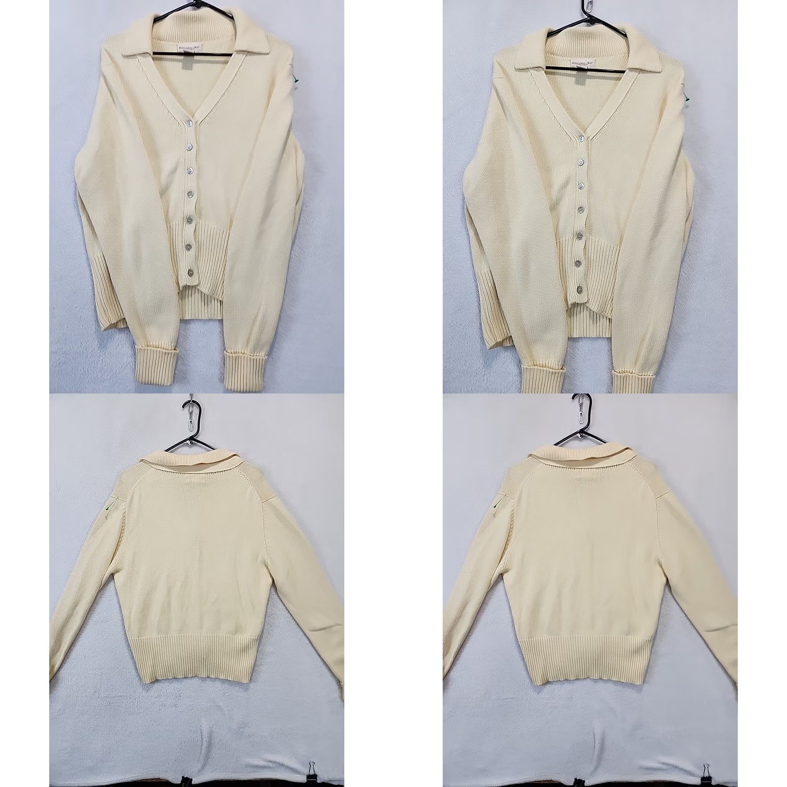 Vintage VINTAGE Monterey Bay Cardigan Sweater Womens M Ivory Collared Button Front Long Sleeve Knit Size M / US 6-8 / IT 42-44 - 9 Thumbnail