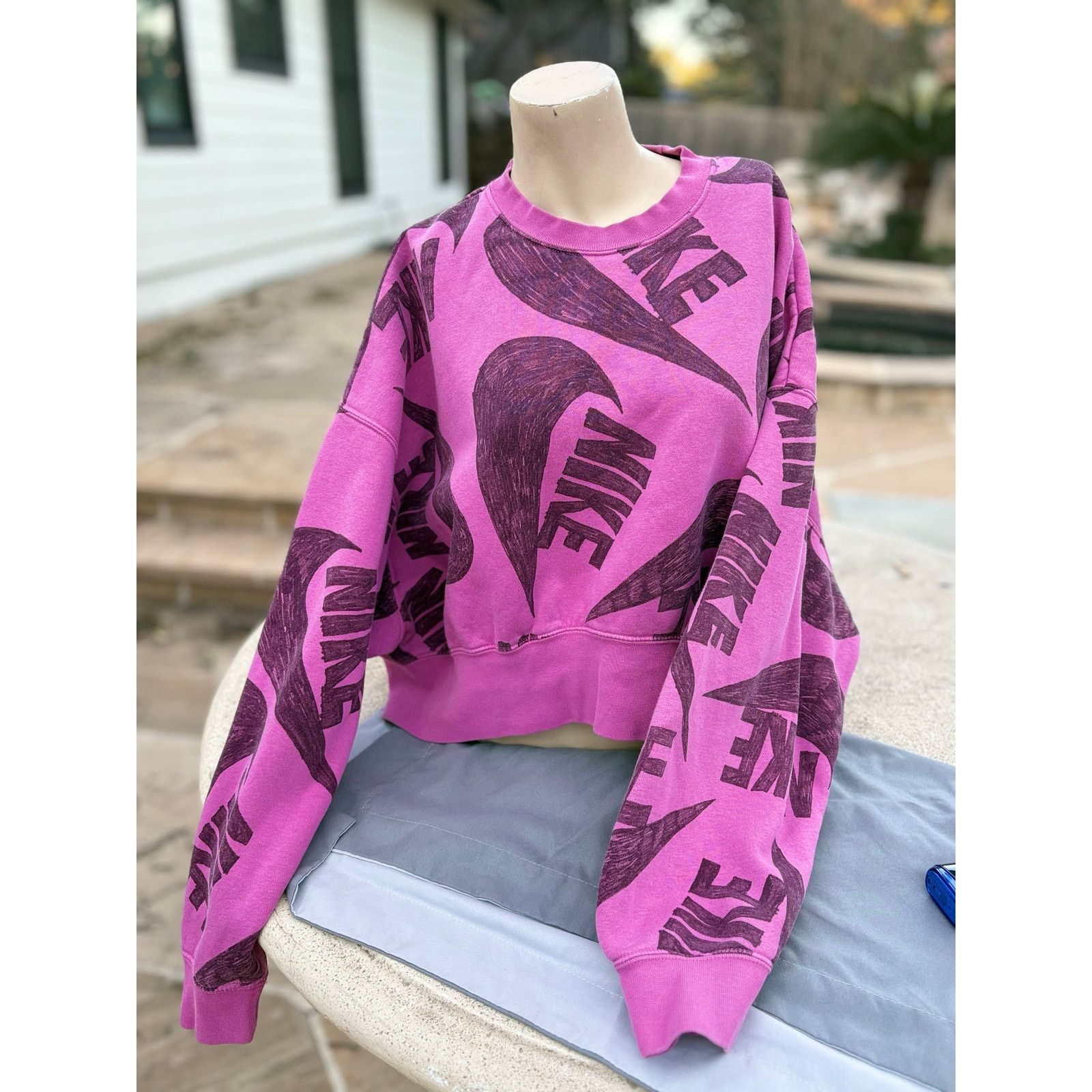 Nike Retro x NIKE Icon Clash Magenta Crop Pullover Sweatshirt XS Size XS / US 0-2 / IT 36-38 - 9 Thumbnail