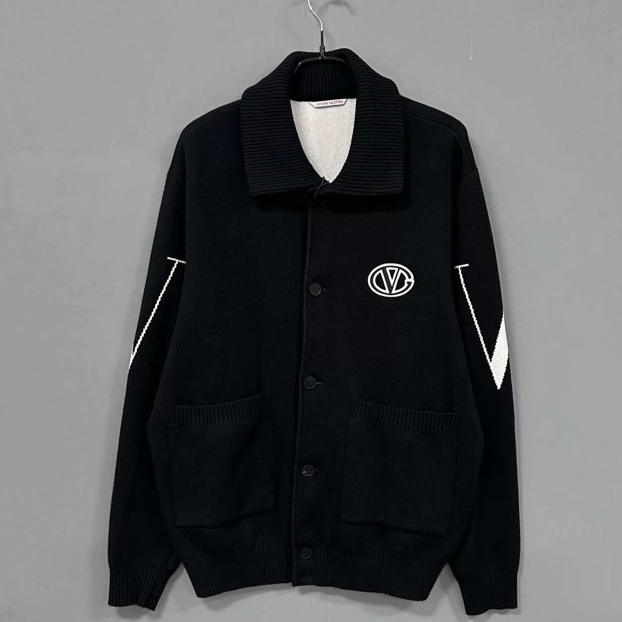 Valentino Valentino Black Logo Wool Cardigan Size US XXL / EU 58 / 5 - 1 Thumbnail