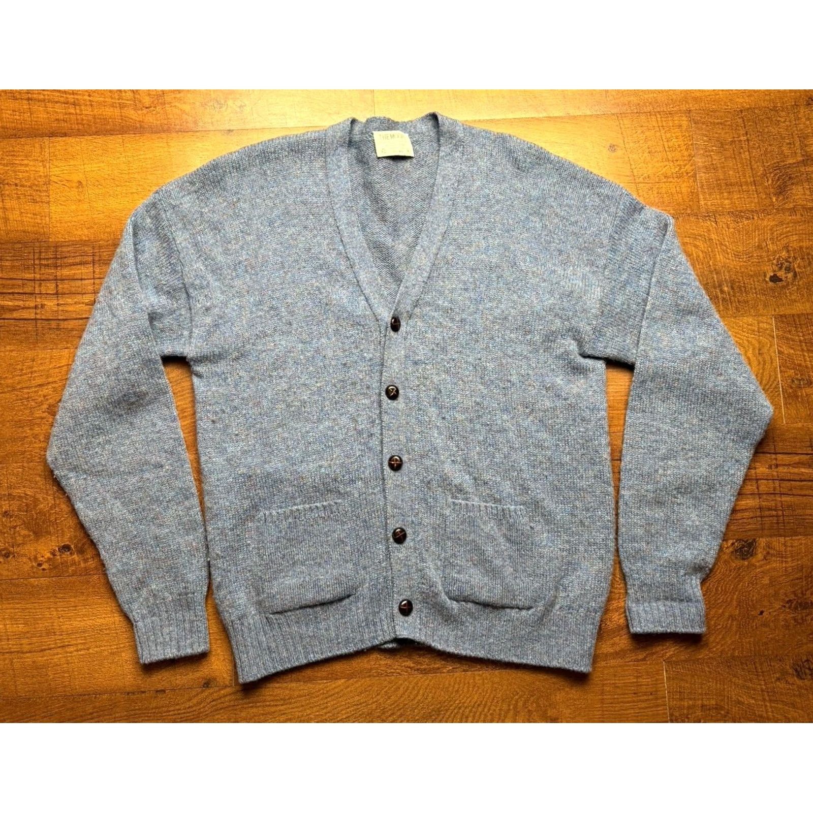 Vintage VINTAGE The Moors Lord Jeff 100% Shetland Wool Sweater Cardigan Men’s XL Blue Wool Cardigan, V-Neck, Solid Knit, Pockets, 70s, Regular Size, Men Size US L / EU 52-54 / 3 - 2 Thumbnail