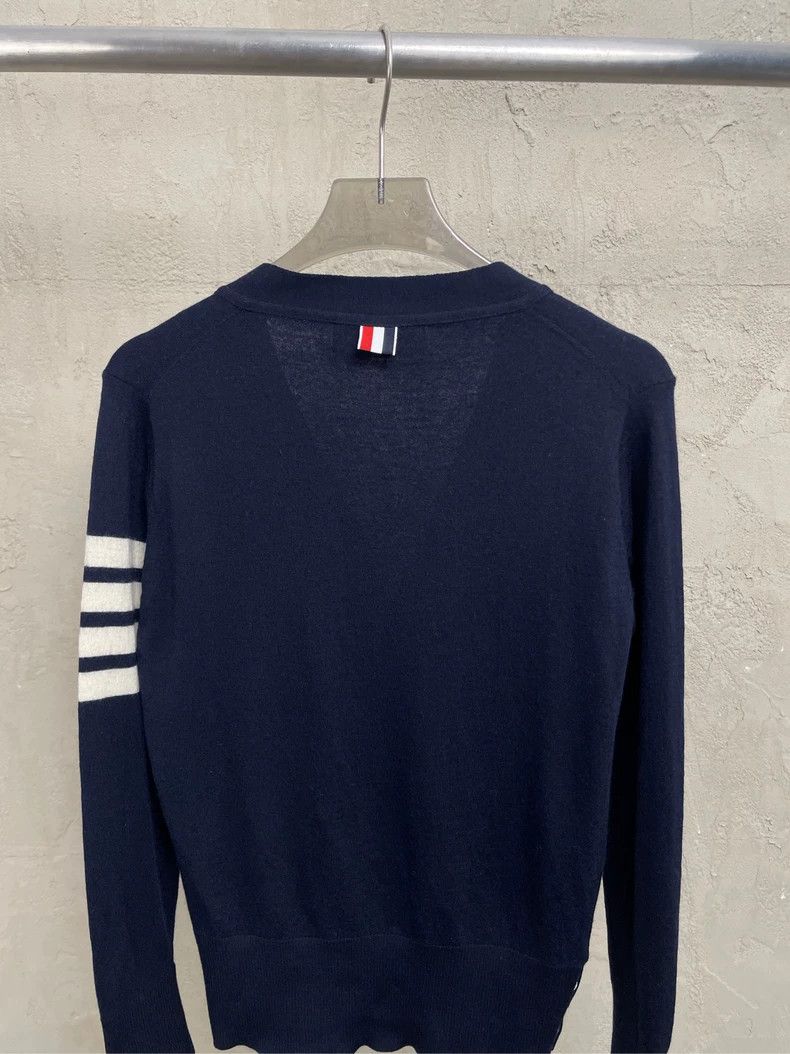 Thom Browne Thom browne Size 00 Dark blue four-striped wool cardigan j Size US XXS / EU 40 - 4 Thumbnail