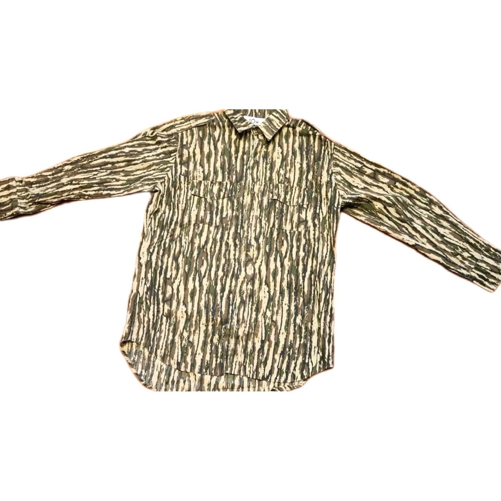 Realtree 10X Realtree Shirt Mens L Tall Tree Bark Camo Button Up Hunting USA Made Vintage Size US L / EU 52-54 / 3 - 2 Thumbnail