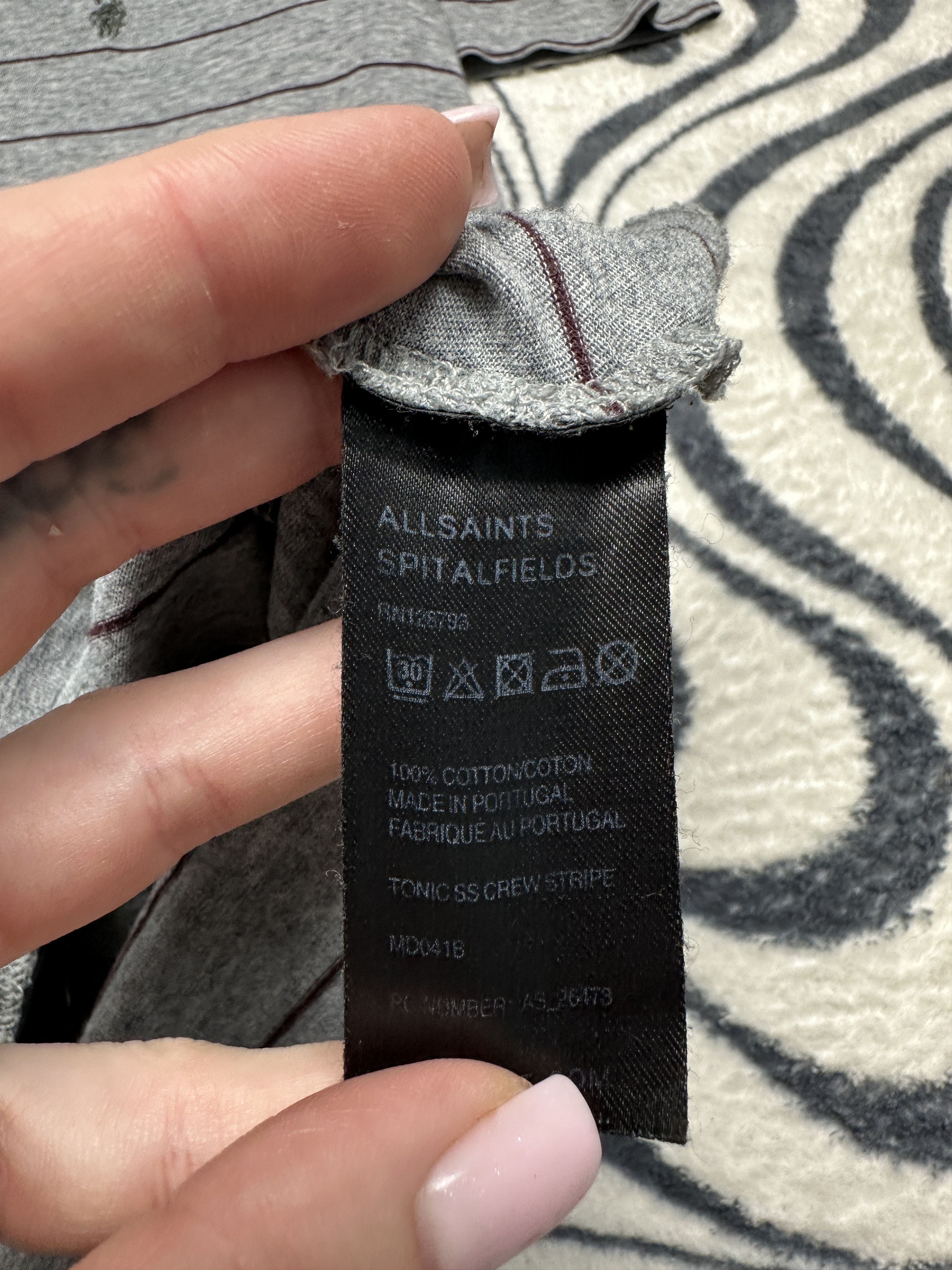 Allsaints AllSaints Mens Tonic SS Crew Neck Striped T-Shirt Tee Size US L / EU 52-54 / 3 - 6 Thumbnail