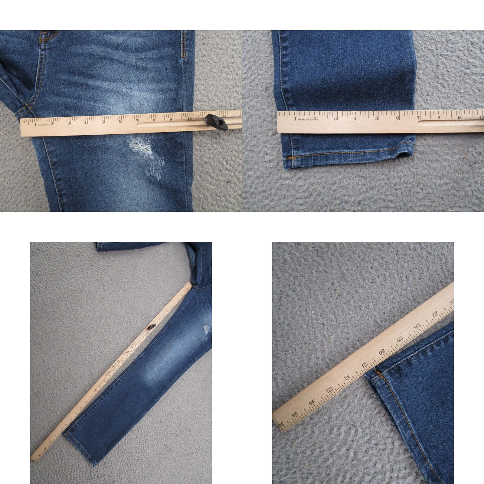 Denime Judy Blue Jeans Straight Fit Blue Stretch Denim Womens Size 15x32 Distressed Size 36" / US 14 / IT 50 - 8 Thumbnail