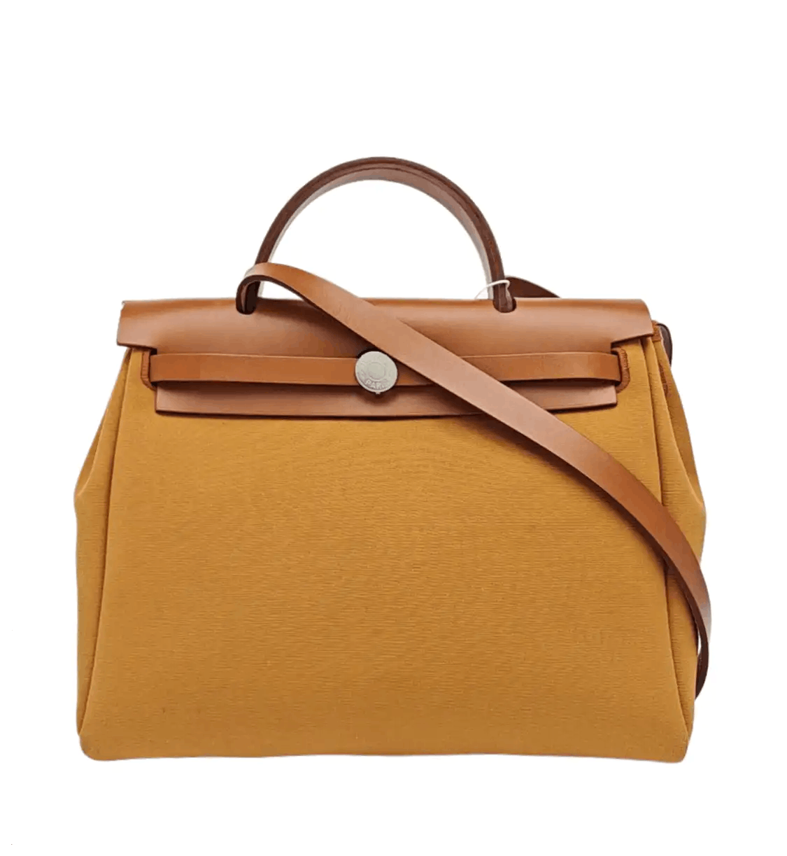 Hermes Herbag 31 Linen Brown Canvas Shoulder Bag Silver Hardware Y Sub-Pocket, Women's