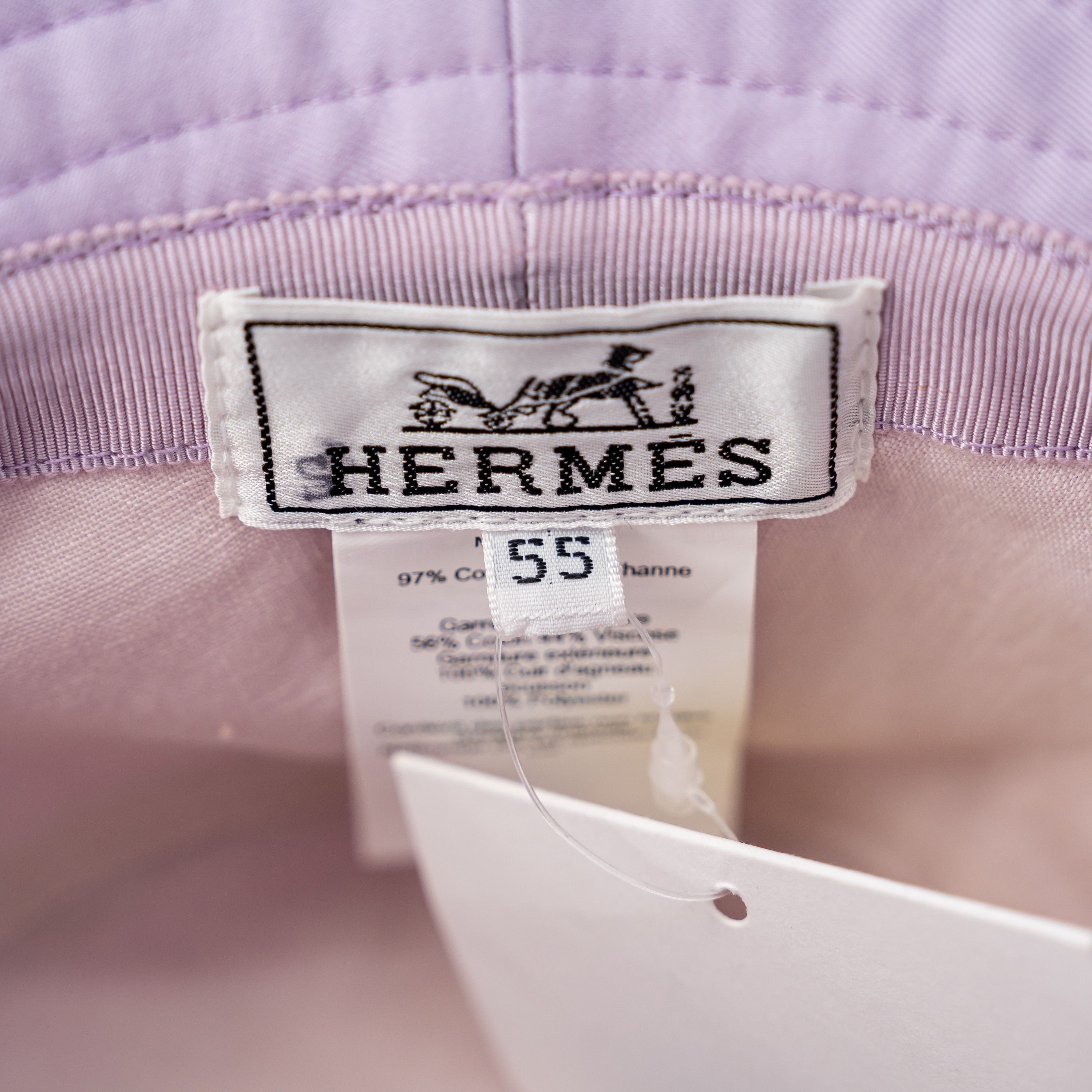 Hermes Hermes Fred H Circle Bucket Hat Twill Lambskin 55 Lilas Size ONE SIZE - 5 Thumbnail