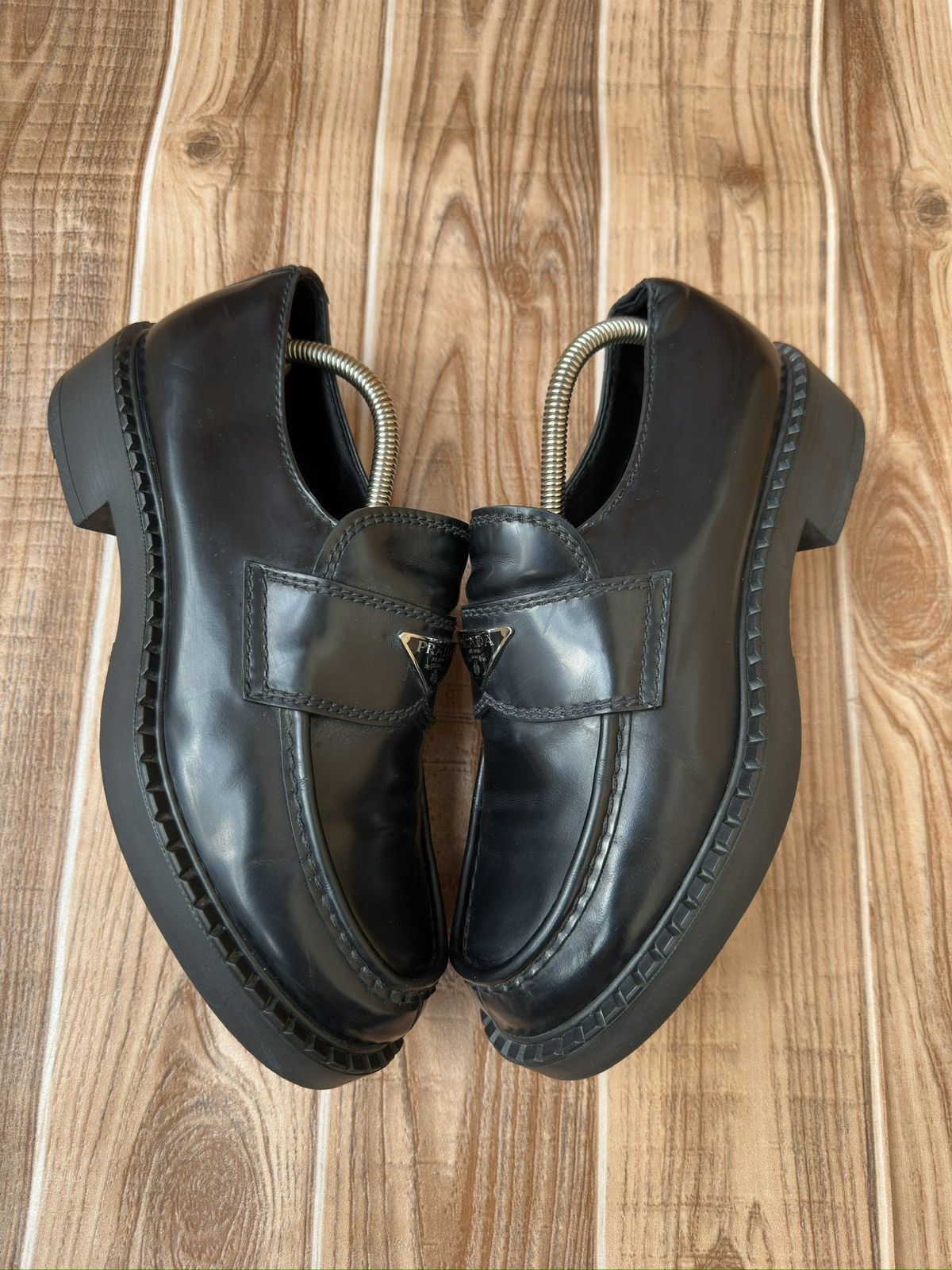 Prada Prada Brushed Leather Logo Loafers Size US 7.5 / EU 40-41 - 6 Thumbnail