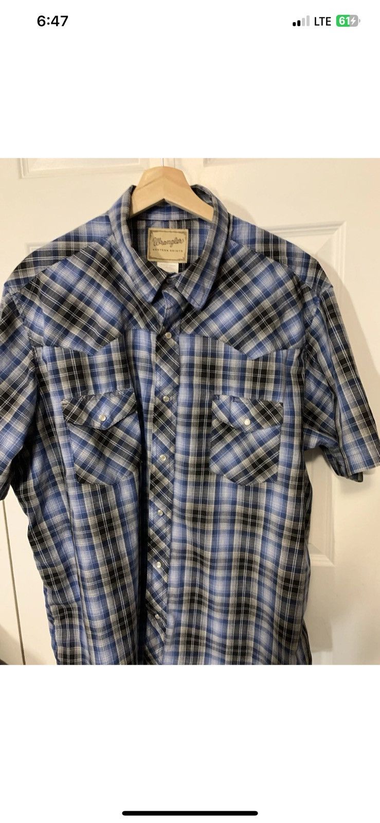 Wrangler Wrangler Men's sz 2XL Black and Blue Plaid Shirt pearl snap Size US XXL / EU 58 / 5 - 6 Thumbnail