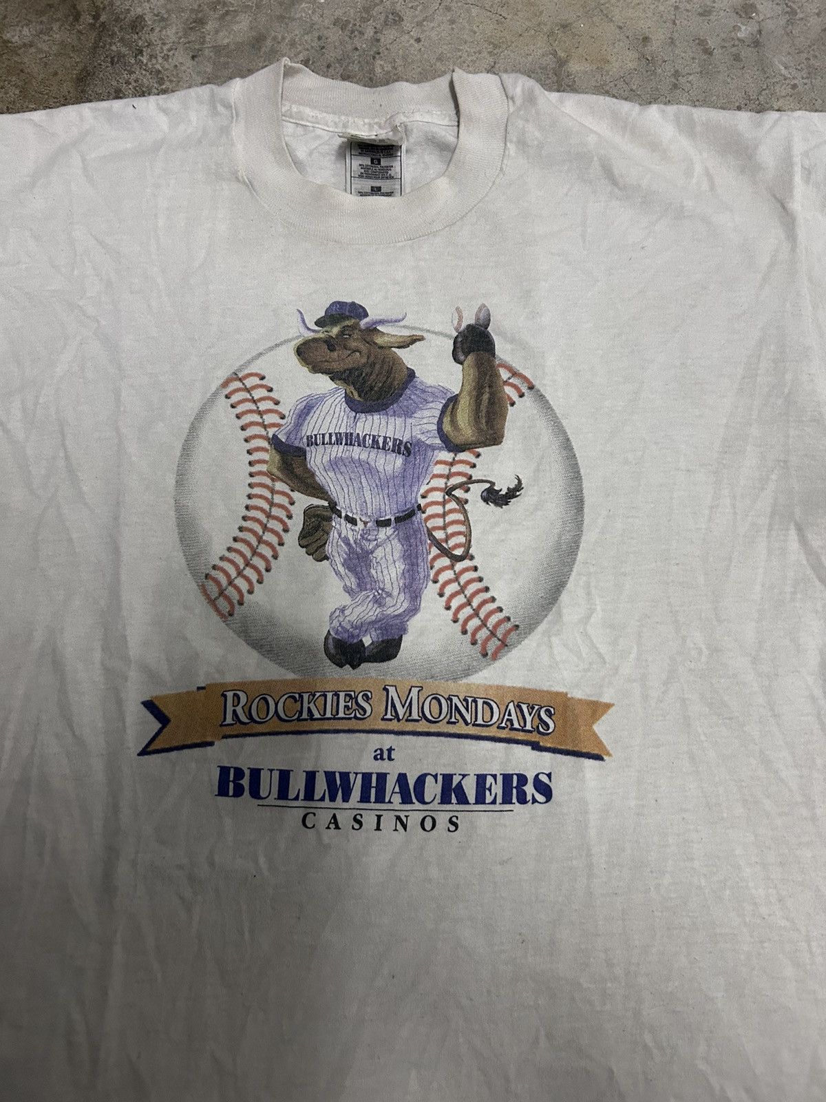 Vintage VINTAGE MASCOT ROCKIES MONDAYS VINTAGE FRUIT OF THE LOOM TAG Size US S / EU 44-46 / 1 - 4 Thumbnail