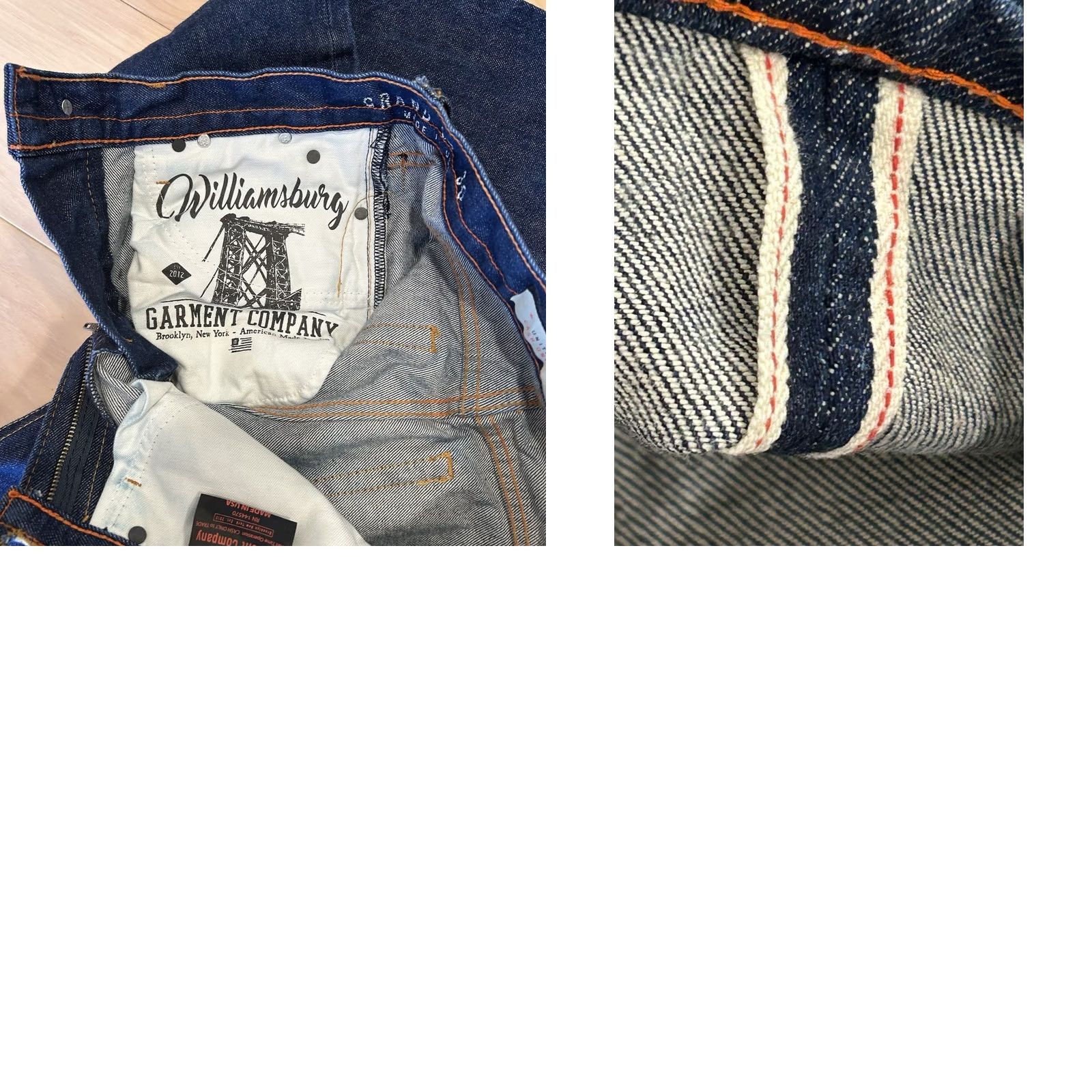 Vintage VINTAGE Williamsburg Garment Company Grand St Selvedge Denim Blue Jean Men’s 29x33 Size US 29 - 8 Thumbnail
