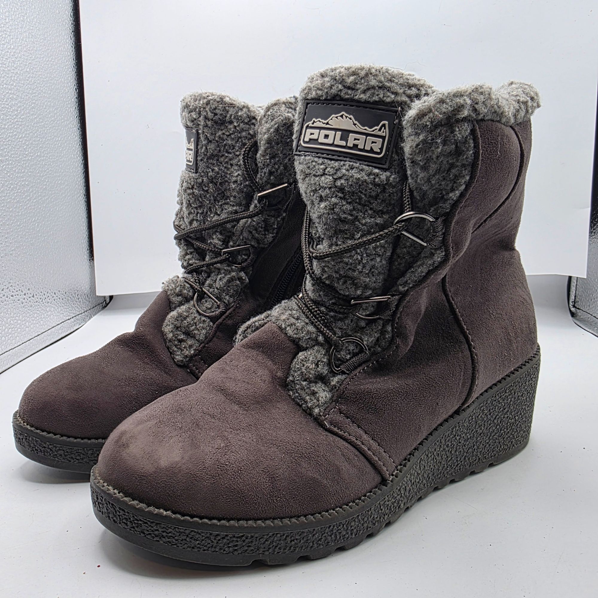 Other Polar Womens Wedge Boots Womens Size 8 Gray Brown Cozy Winte Size US 8 / IT 38 - 3 Thumbnail