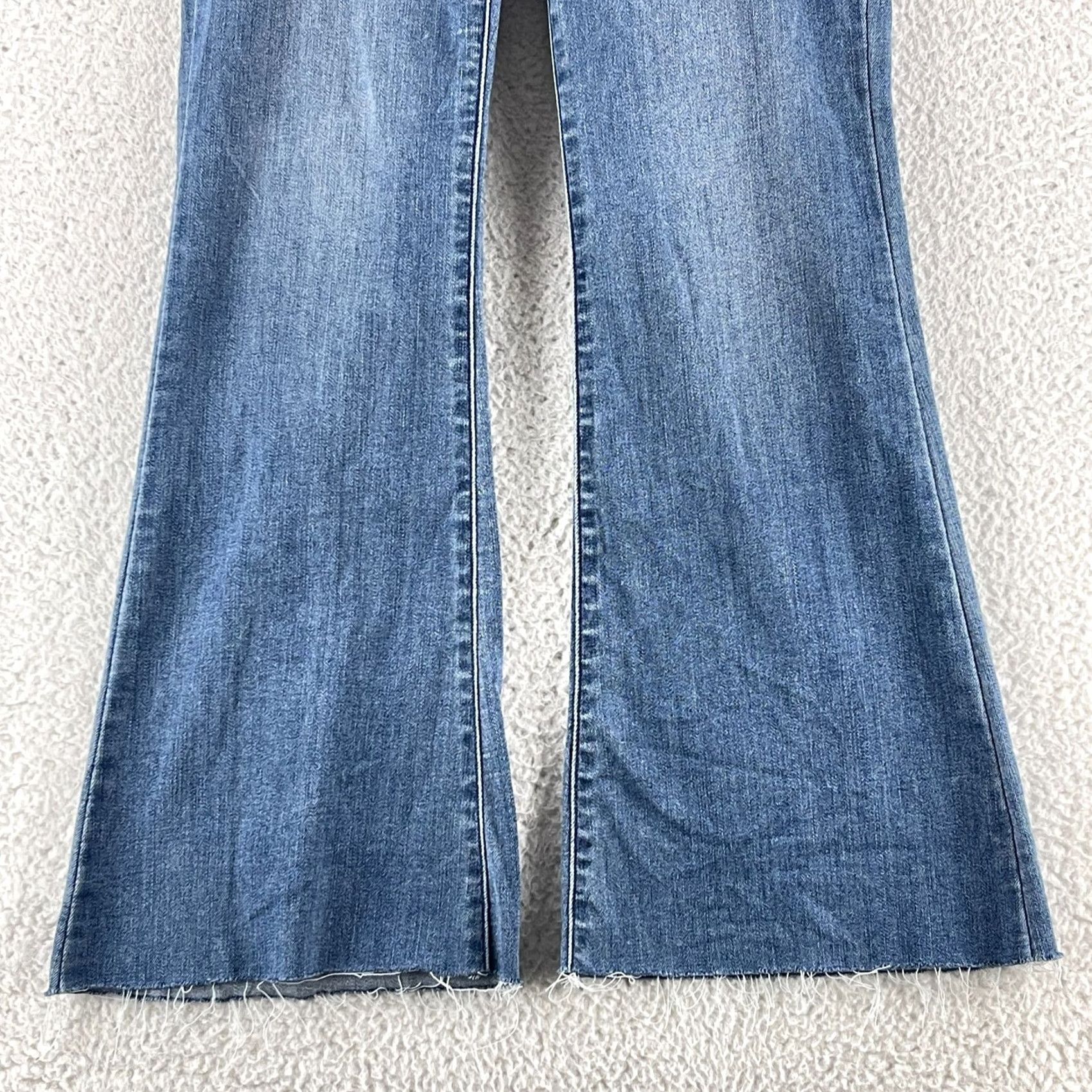 Denime Judy Blue Flare Jeans Womens Size 27 Blue Denim High-Rise Frayed Hem Casual Jeans Womens Regular Blue 27in Inseam 27.5in Light Wash Size 27" / US 4 / IT 40 - 3 Thumbnail