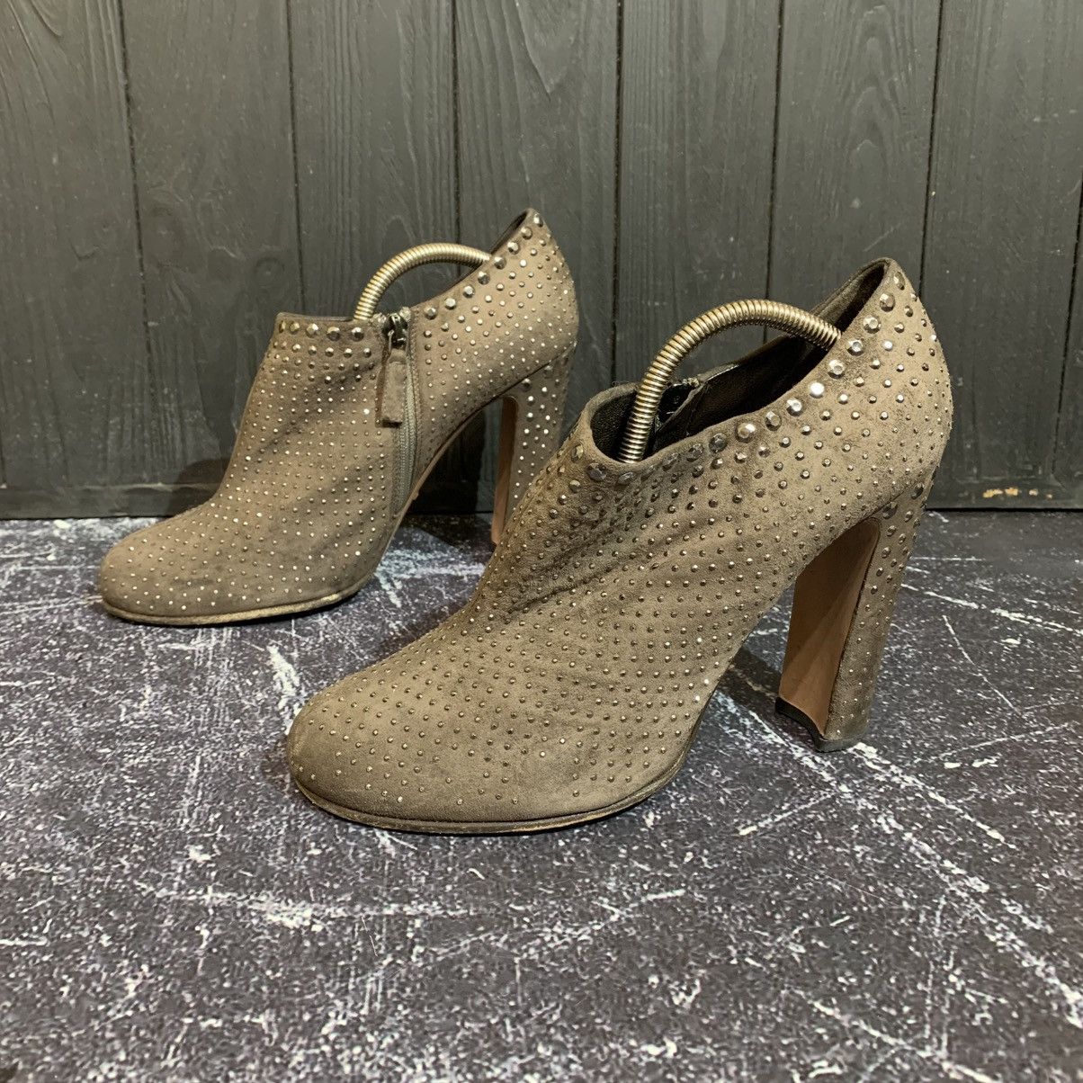 Prada PRADA Taupe Suede Studded Ankle Boots Heels Size 38.5 Size US 8.5 / IT 38.5 - 3 Thumbnail
