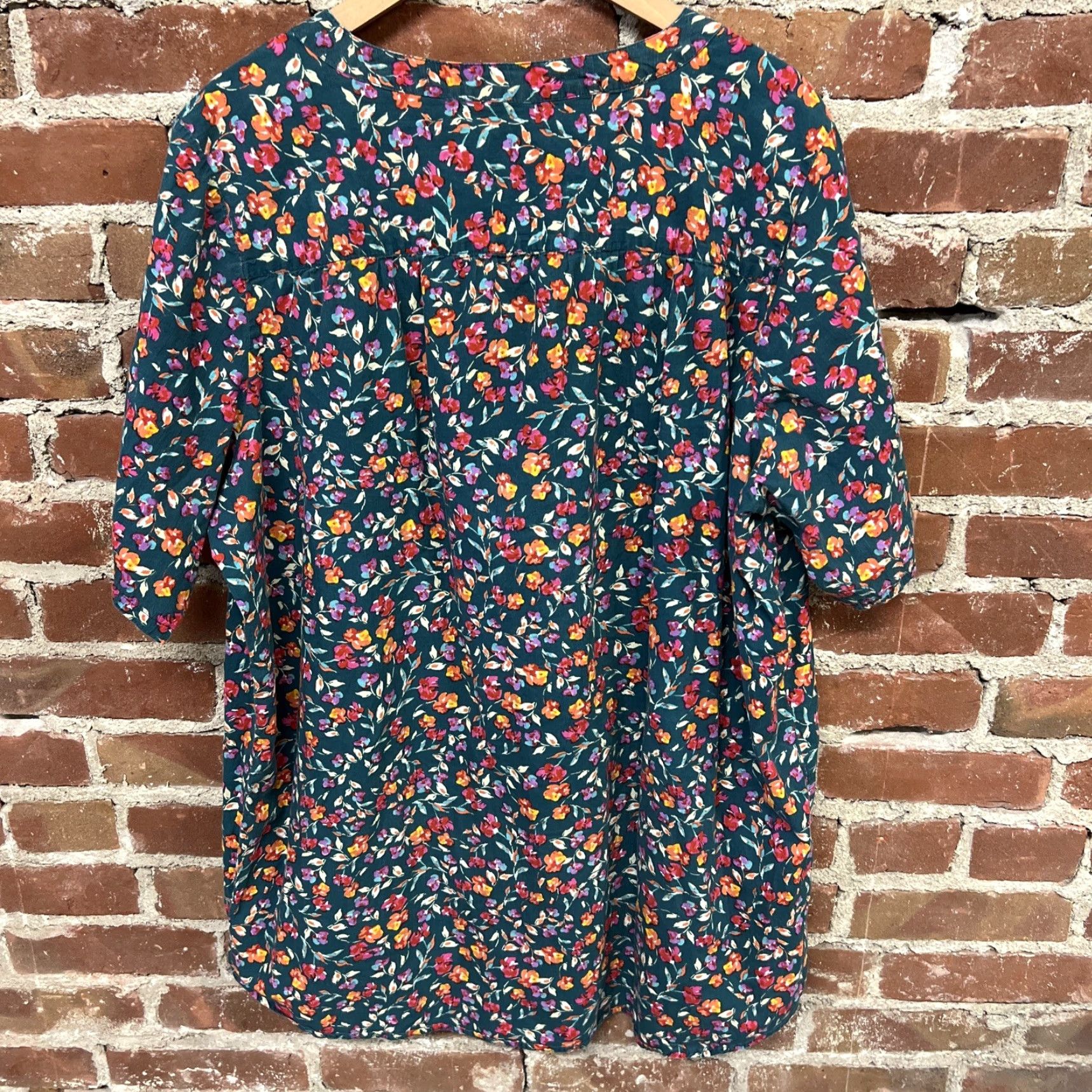 Vintage Roaman's Blouse 26W Plus Floral Green 3/4 Sleeve Round Neck Women Fall Winter Shirt Womens Size 4XL / US 24-26 - 4 Thumbnail