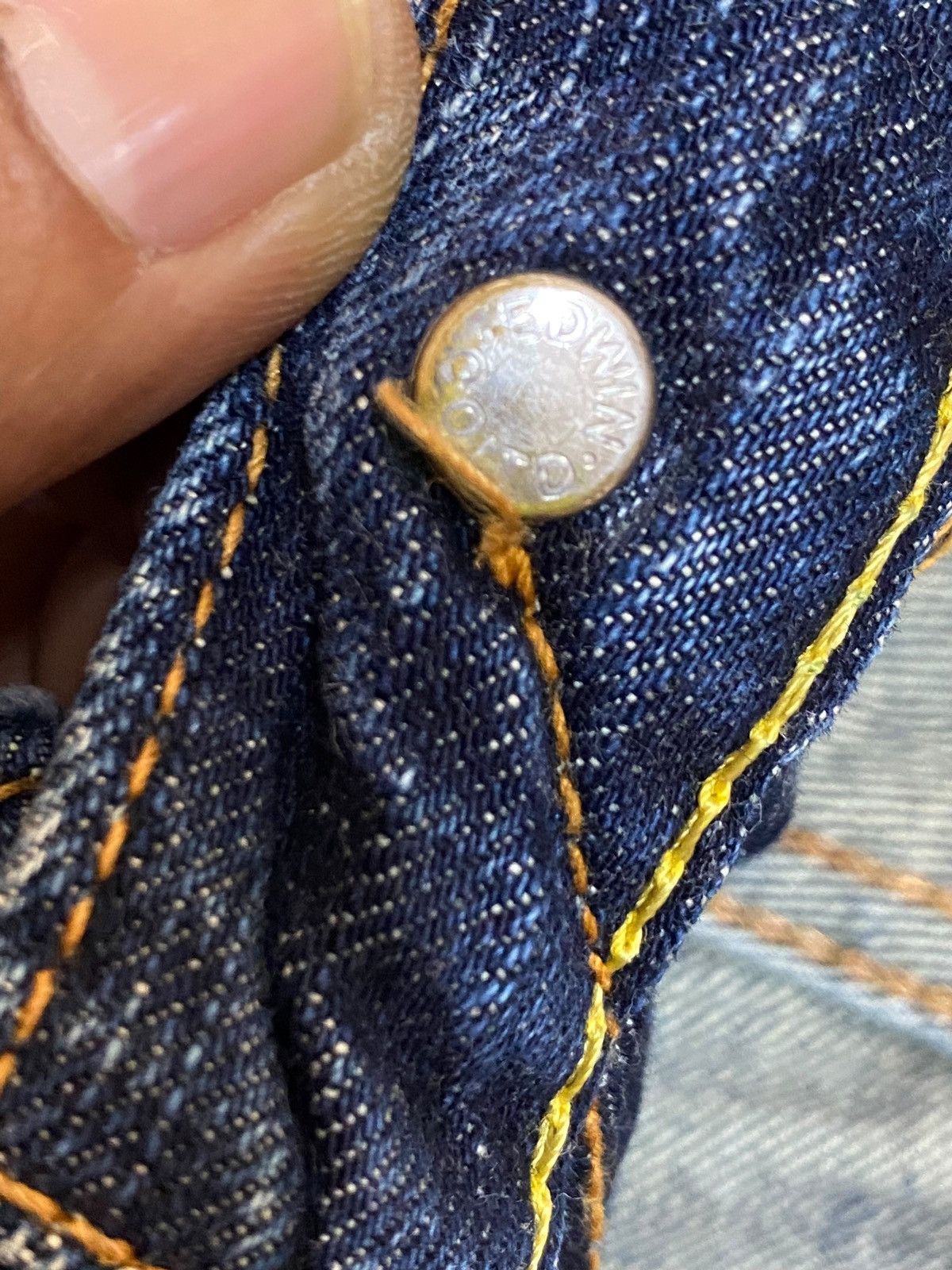 Edwin Vintage Edwin Blue Wash Distressed Flare Jeans Size 35" - 10 Thumbnail