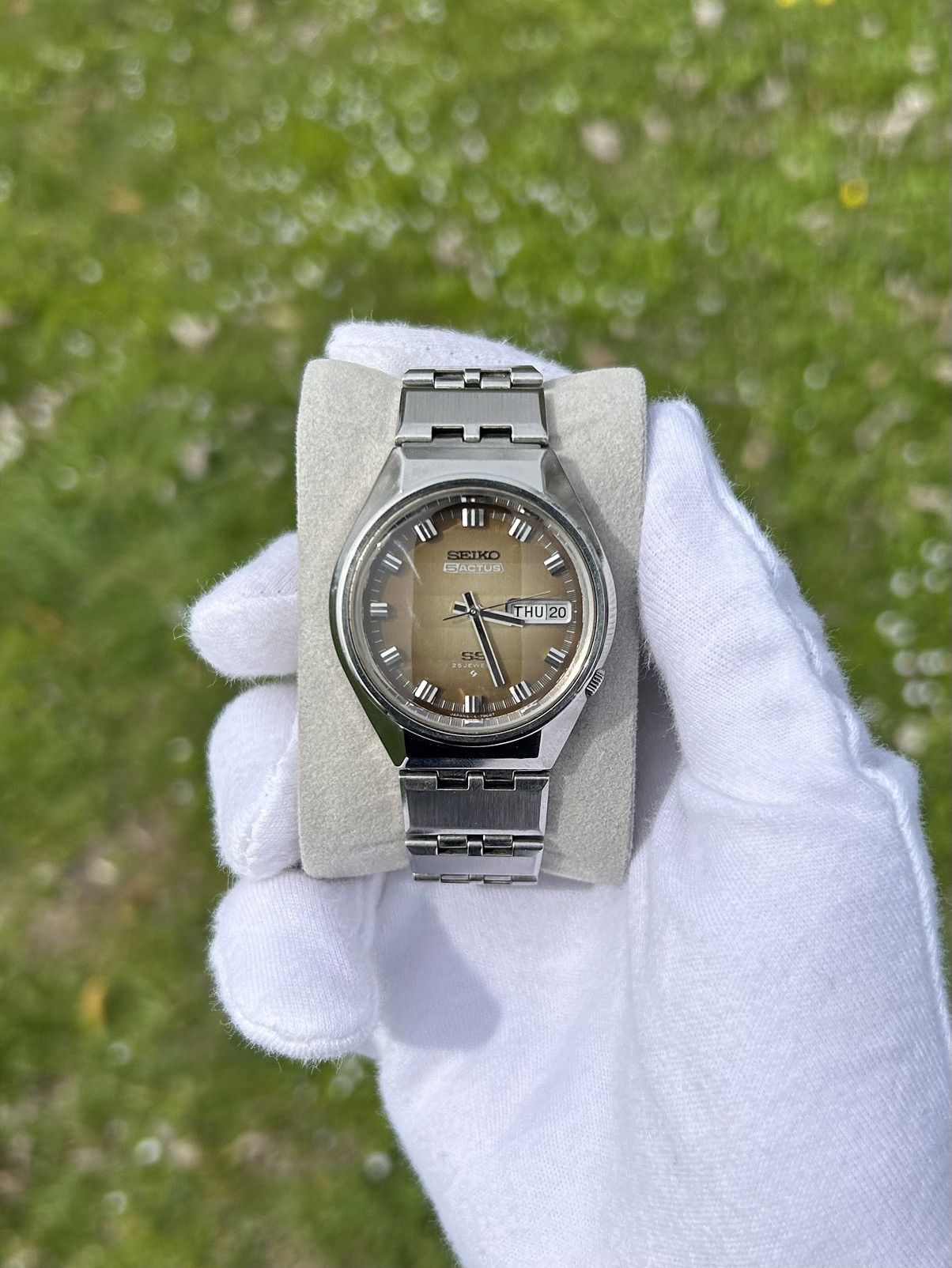 Vintage Seiko Actus Ss Automatic Watch Collectible 1970S in Beige, Men's