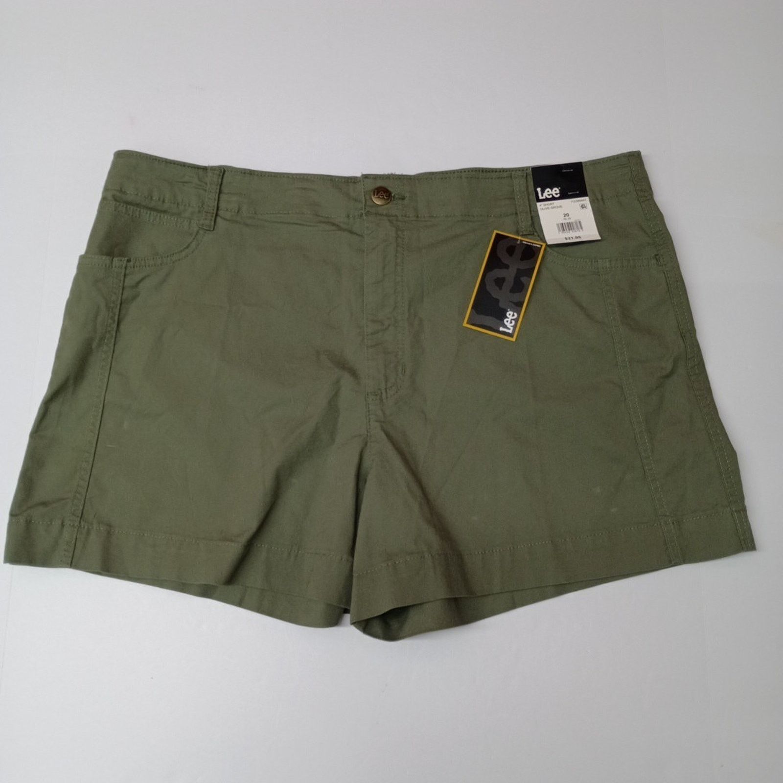 Lee Lee Bermuda Shorts Womens Size 20 Green 4" Inseam Cotton NWT Size 42" / US 20 - 1 Thumbnail