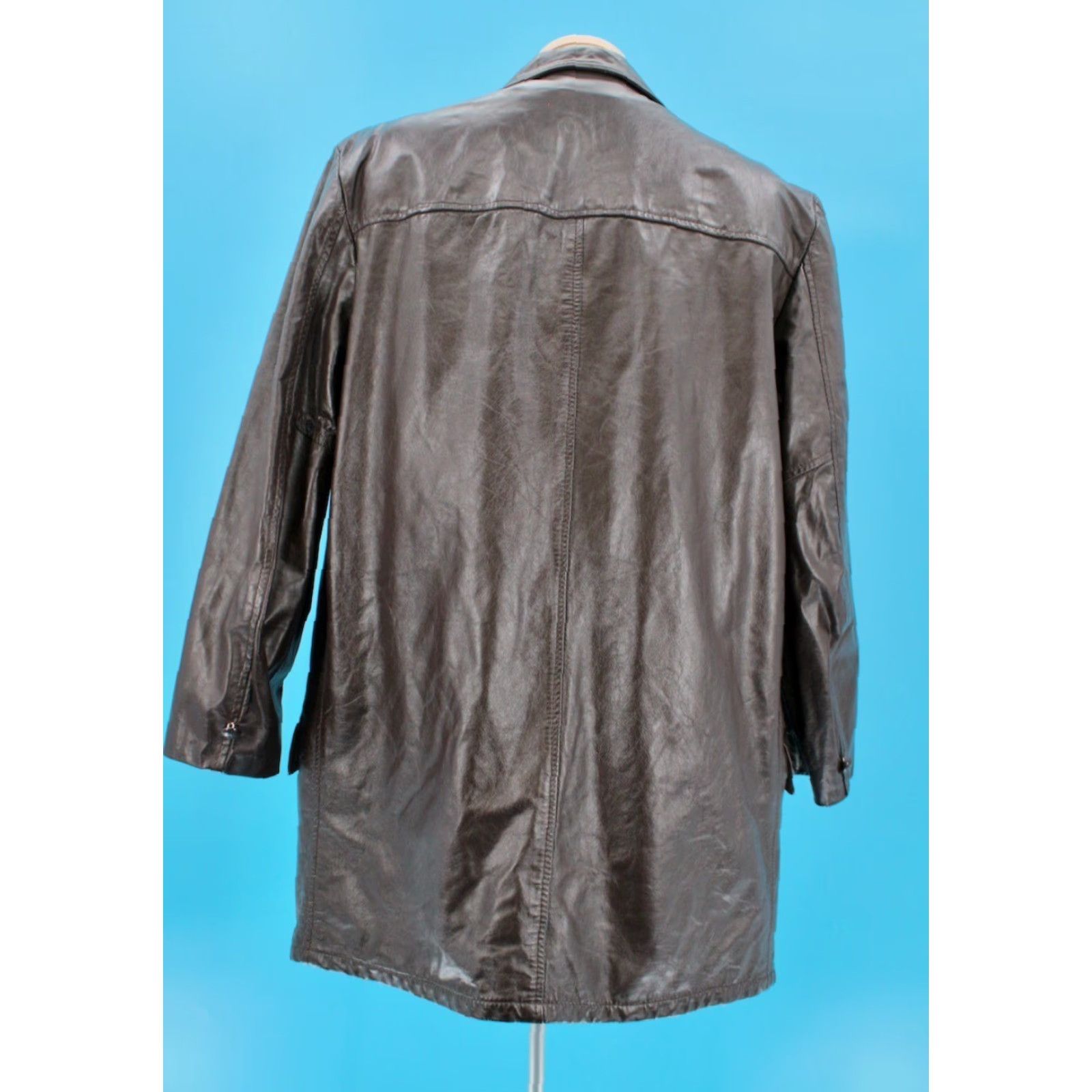Vintage VINTAGE Cooper Leather Jacket Coat 70s Mens 46 XL Dark Brown 1970s Leather Disco Coat Mens Size US S / EU 44-46 / 1 - 4 Thumbnail