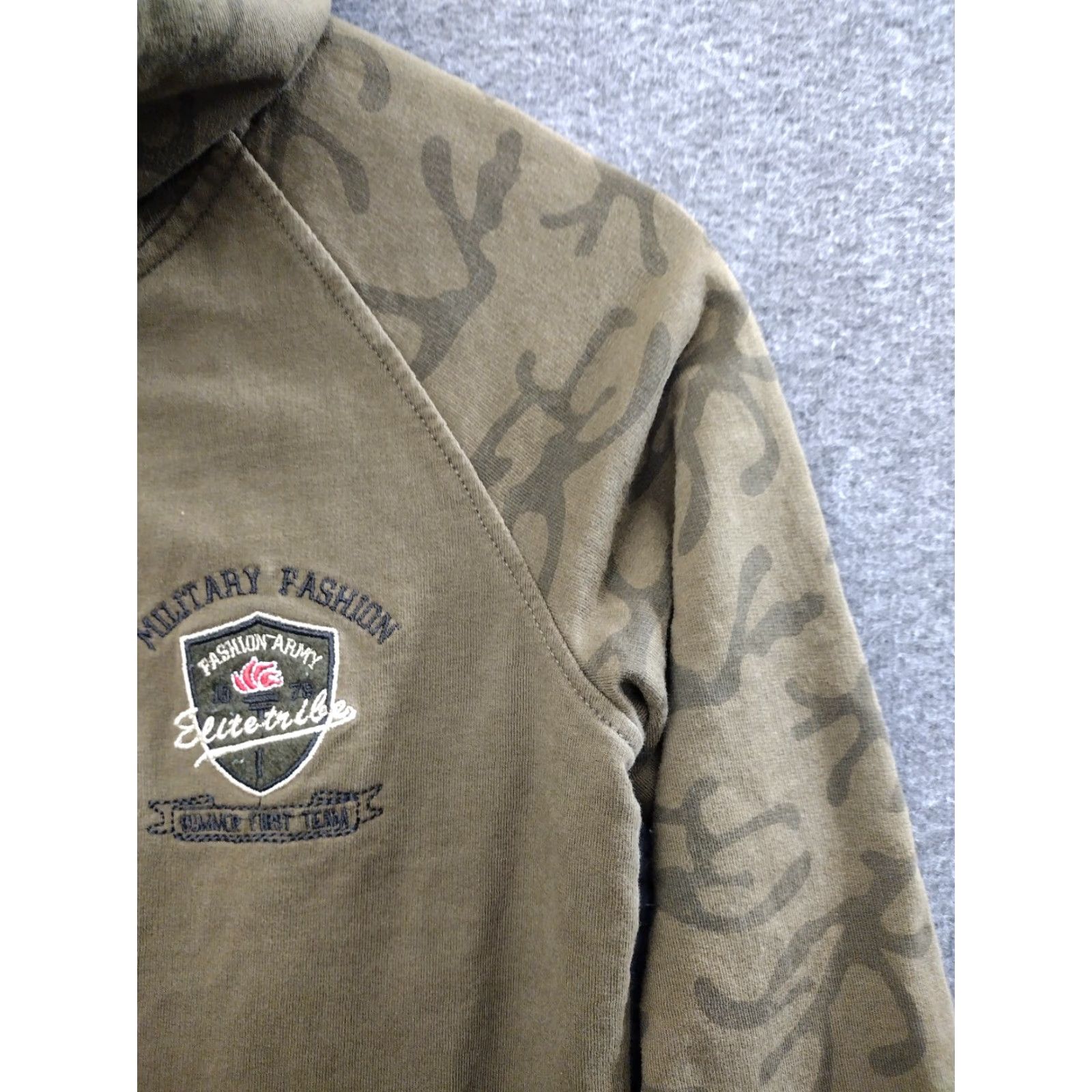 Vintage Elite Tribe Military Army Zip up Long Sleeve Hoodie Sweatshirt - Brown - L - Men - Camouflage - Full Zip - Lightweight - Regular Fit Size US L / EU 52-54 / 3 - 7 Thumbnail