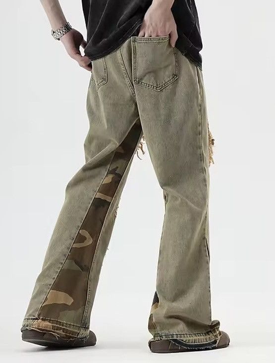 Jean Camouflage Ripped Patchwork Denim Jean Size US 27 - 3 Thumbnail