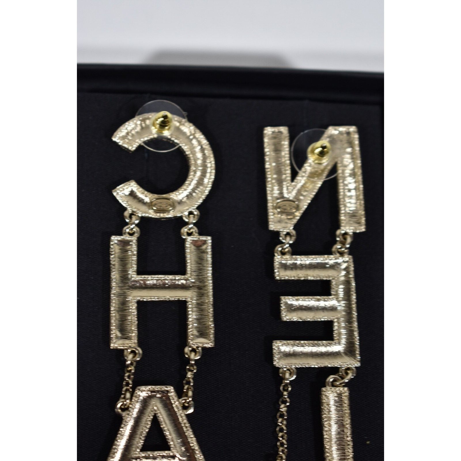 Chanel Chanel Gold Letter Logo Large Dangle Drop Statement Earrings Size ONE SIZE - 10 Thumbnail