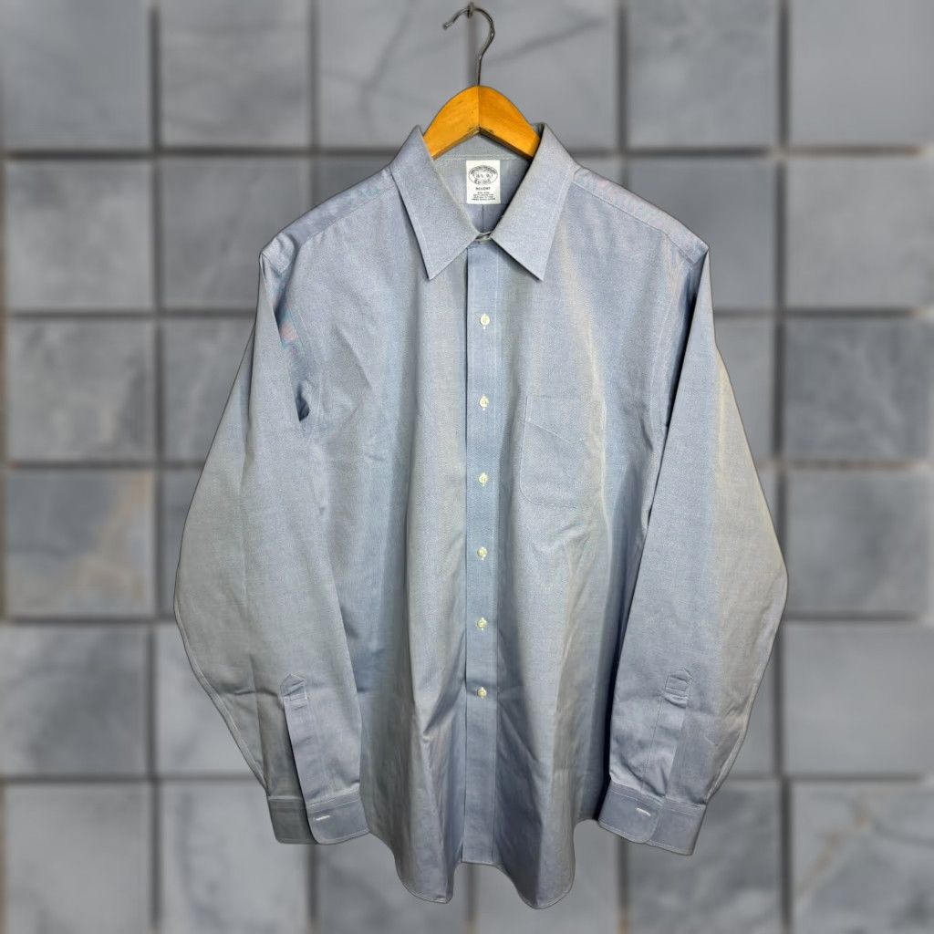 Brooks Brothers Brooks Brothers Long Sleeve Shirt Mens 16.5 Blue Non Iron Classic Fit Dress Shirt 2314 Size US XL / EU 56 / 4 - 1 Thumbnail