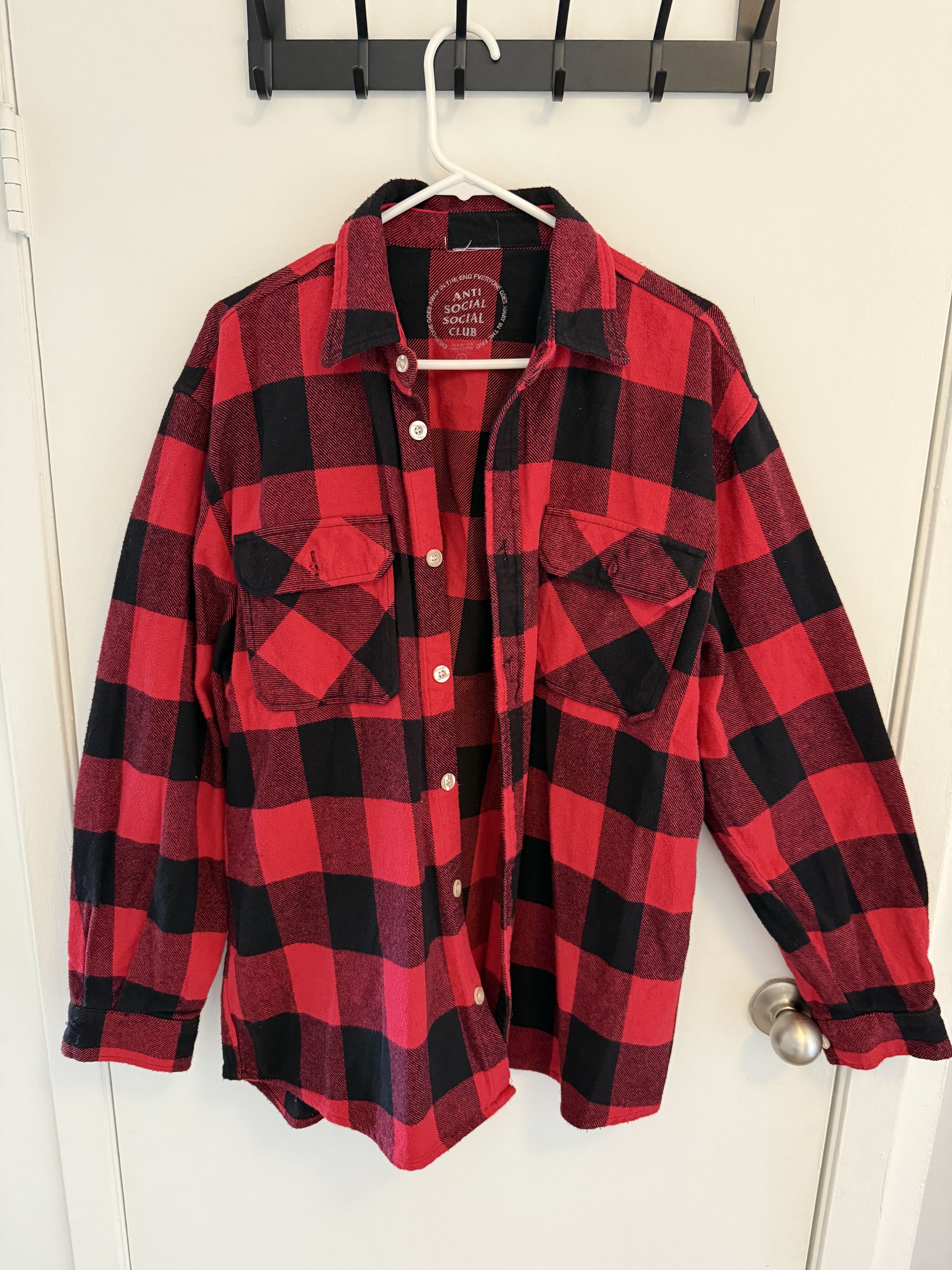 Anti Social Social Club ASSC Red Kkoch Flannel Black/Red Size US L / EU 52-54 / 3 - 2 Thumbnail