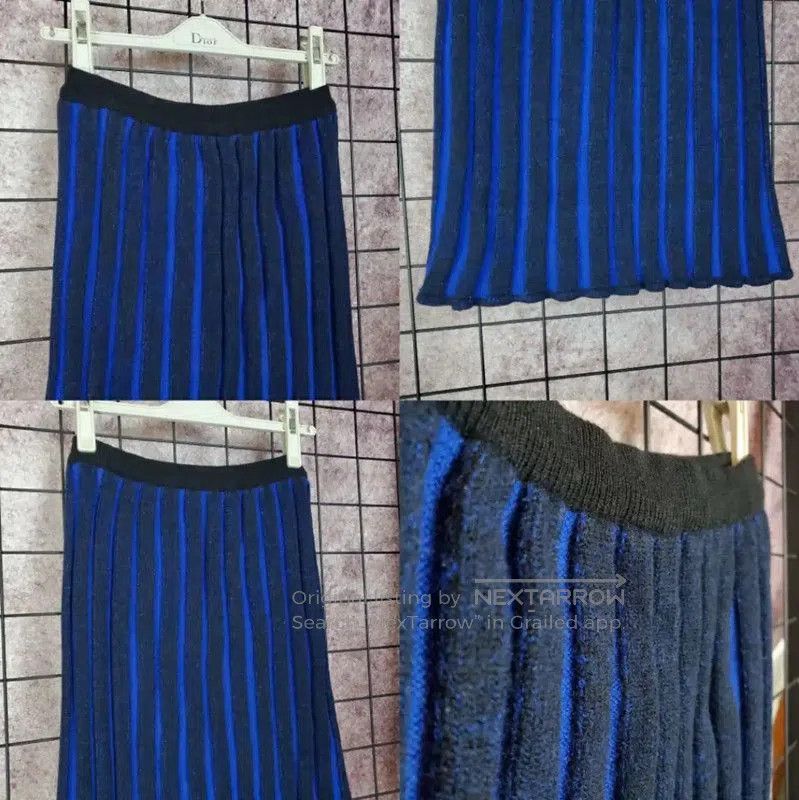 Dior Dior Blue Striped Wool Midi Skirt . Size 23" - 6 Thumbnail