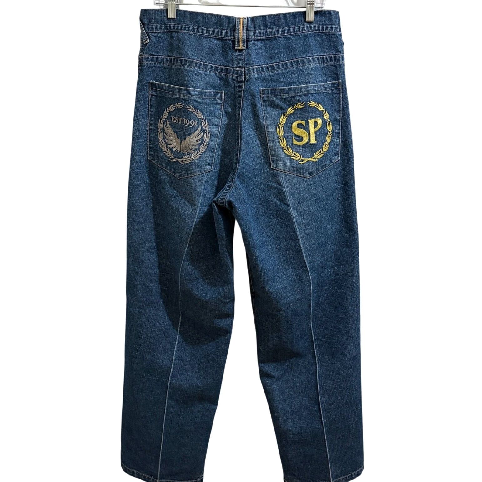 Southpole VINTAGE SouthPole Jeans Mens 34x30.5 Blue Embroidered Baggy Hip-Hop Y2k 90s Wide-Leg Relaxed Denim 5-Pocket Mens Size US 34 / EU 50 - 3 Thumbnail