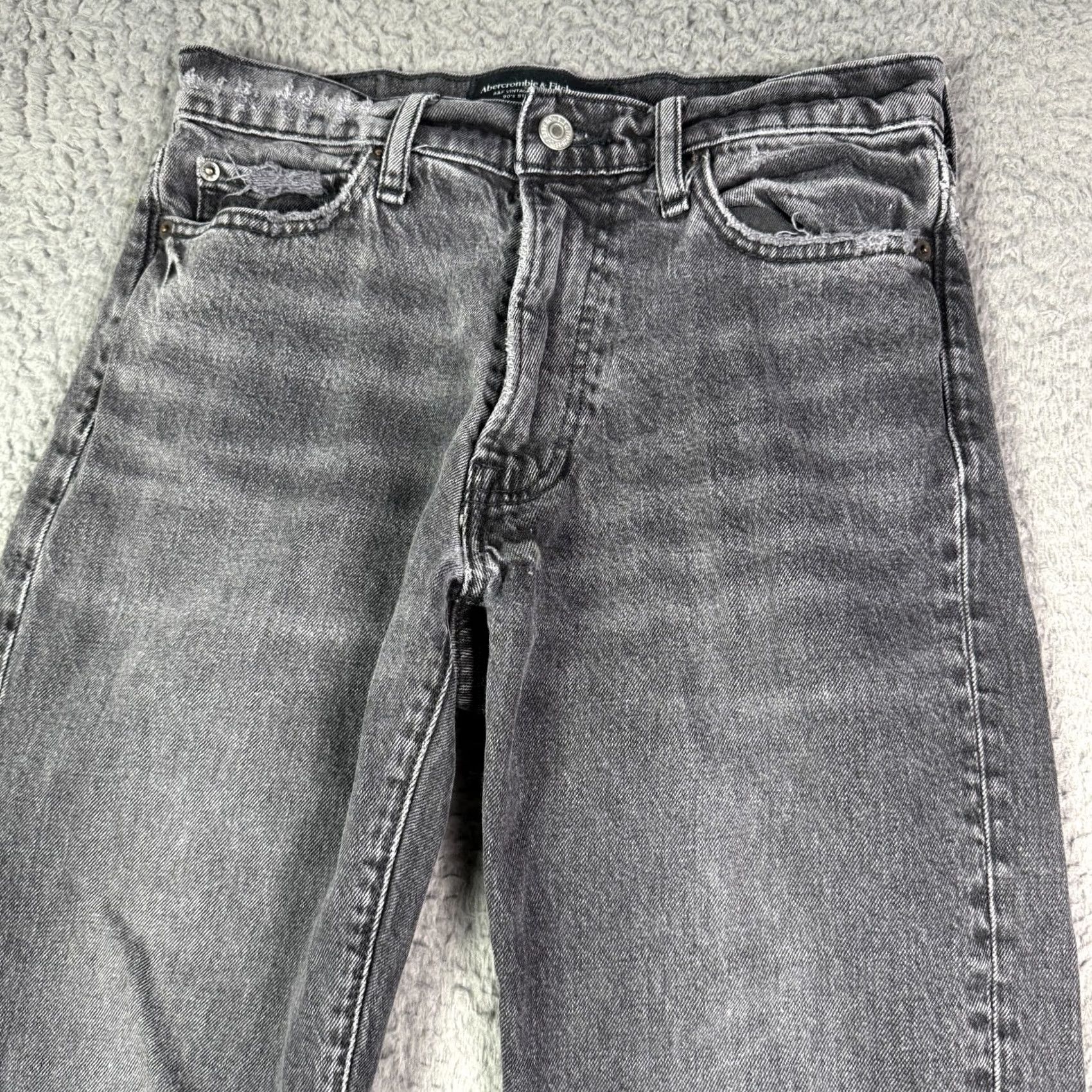 Abercrombie & Fitch Abercrombie & Fitch Jeans Men Black Faded 90s Straight Stretch Vintage Size US 29 - 2 Thumbnail