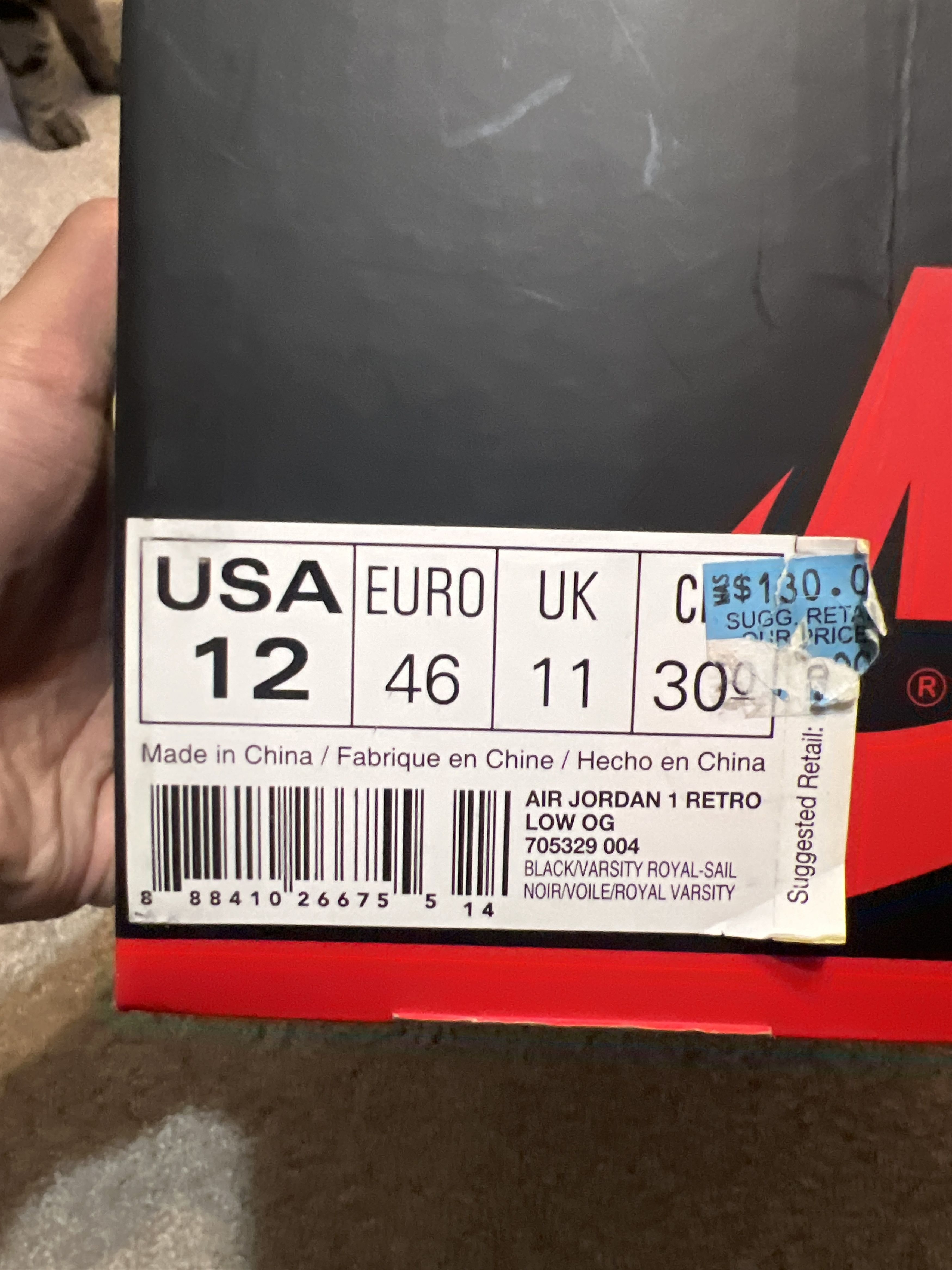 Nike Jordan 1 Retro Low Royal Blue OG Size US 12 / EU 45 - 9 Thumbnail