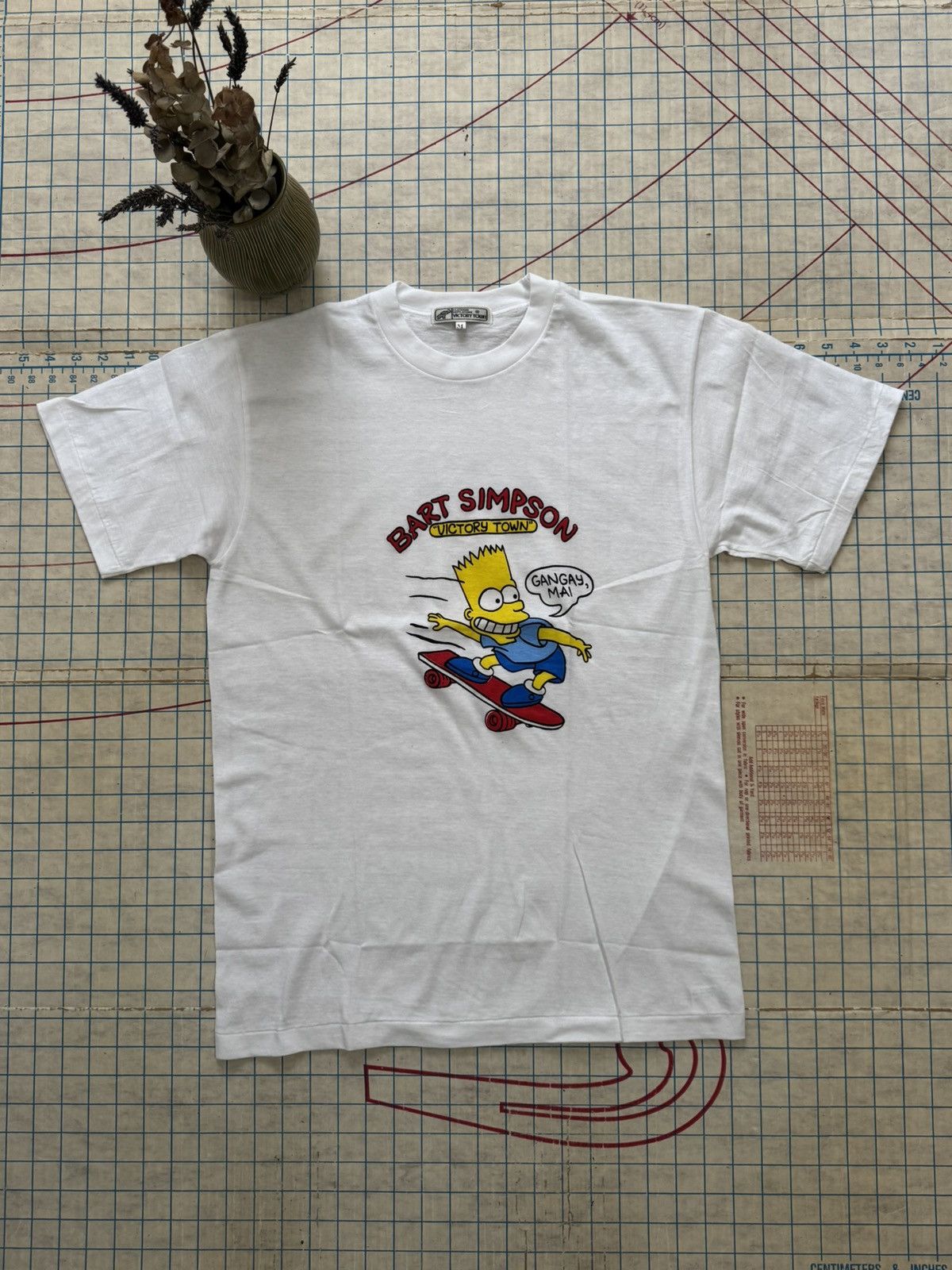 Vintage Vintage The Simpsons Bart Skateboarding Bootleg Tee White Size US M / EU 48-50 / 2 - 3 Thumbnail