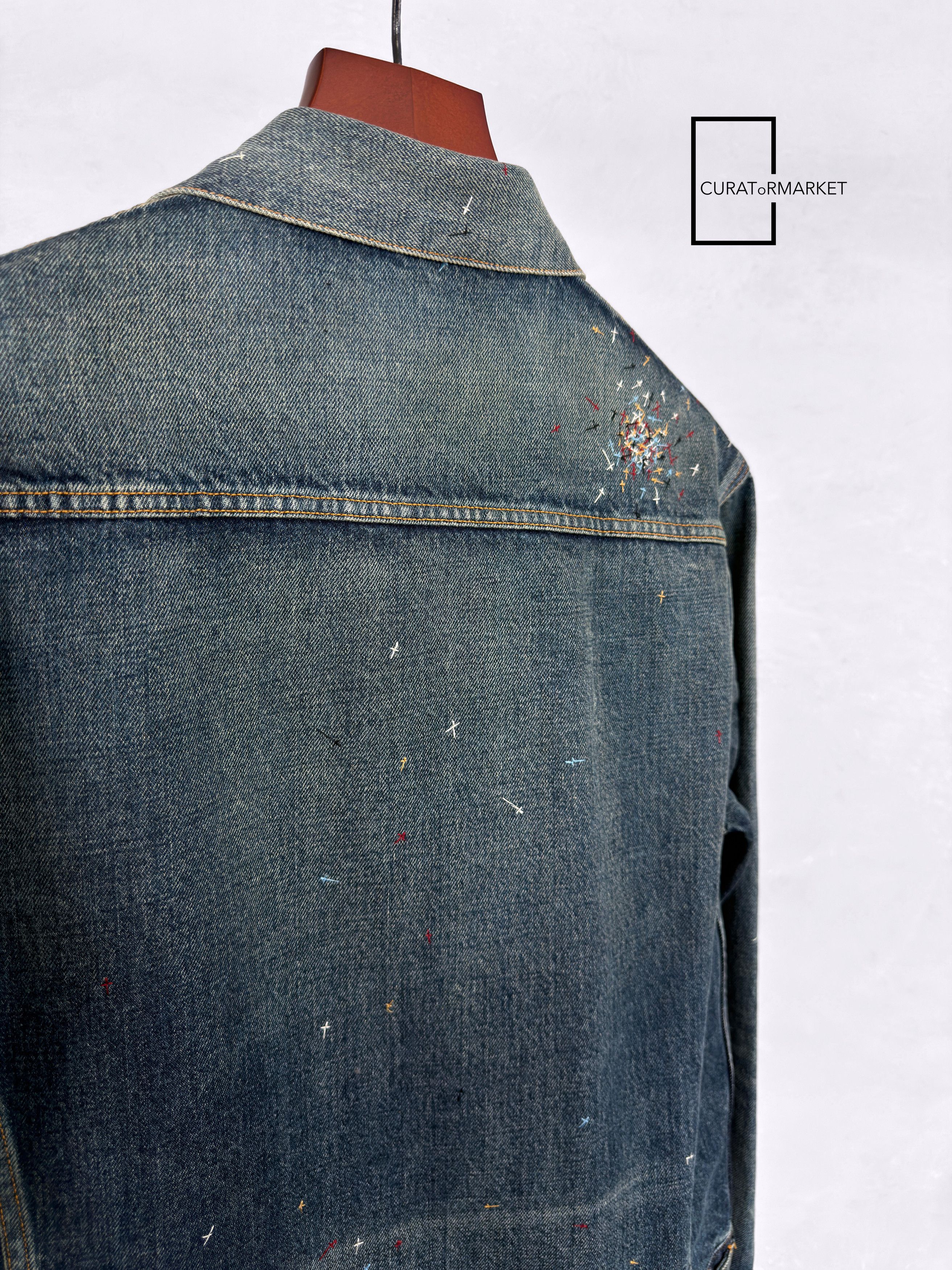Undercover Cross Stitched Embroidered Indigo Cropped Denim Jacket FW24 Size US M / EU 48-50 / 2 - 8 Thumbnail