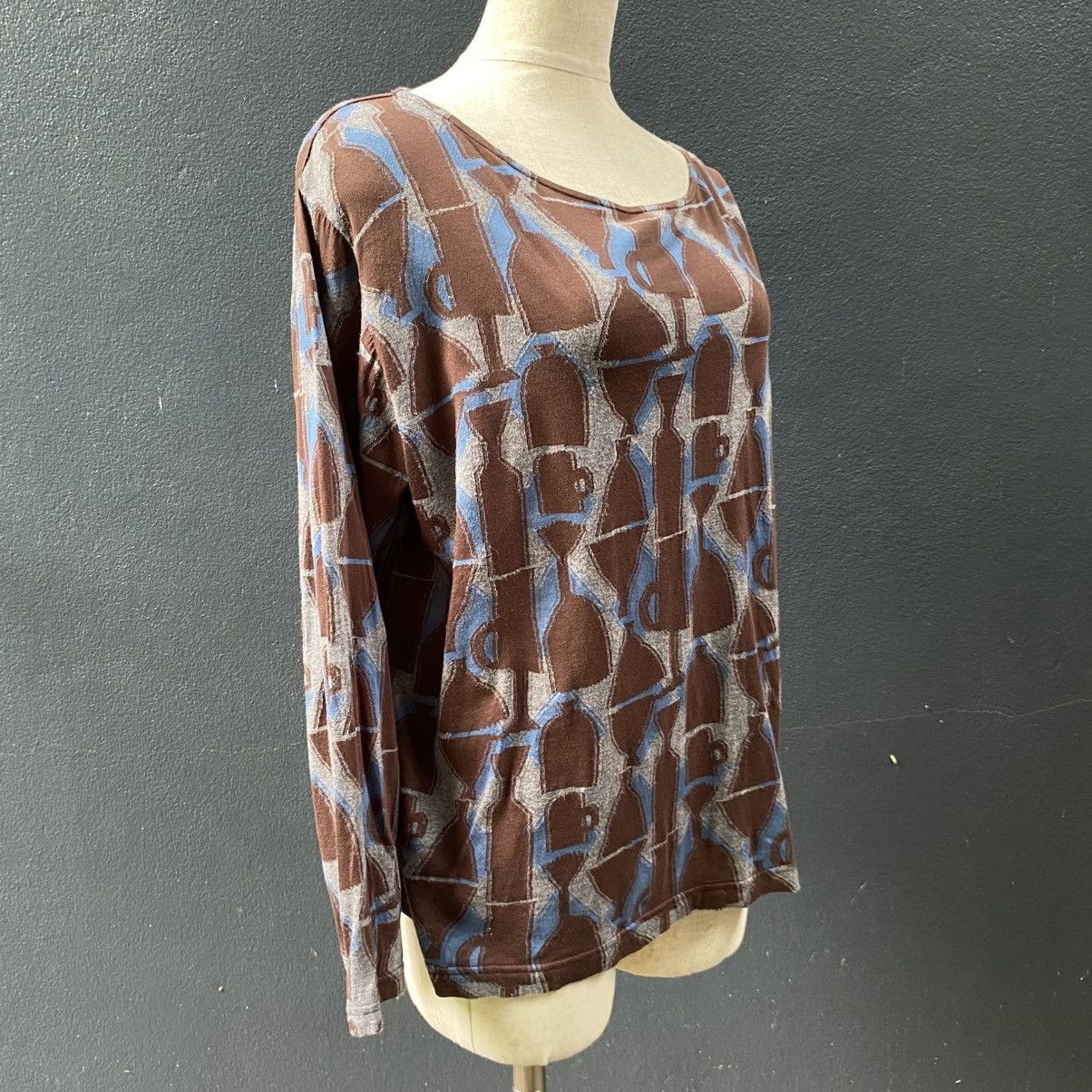 Ne-Net Né-net Brown Geometric Print Long Sleeve Top Size XS / US 0-2 / IT 36-38 - 7 Thumbnail
