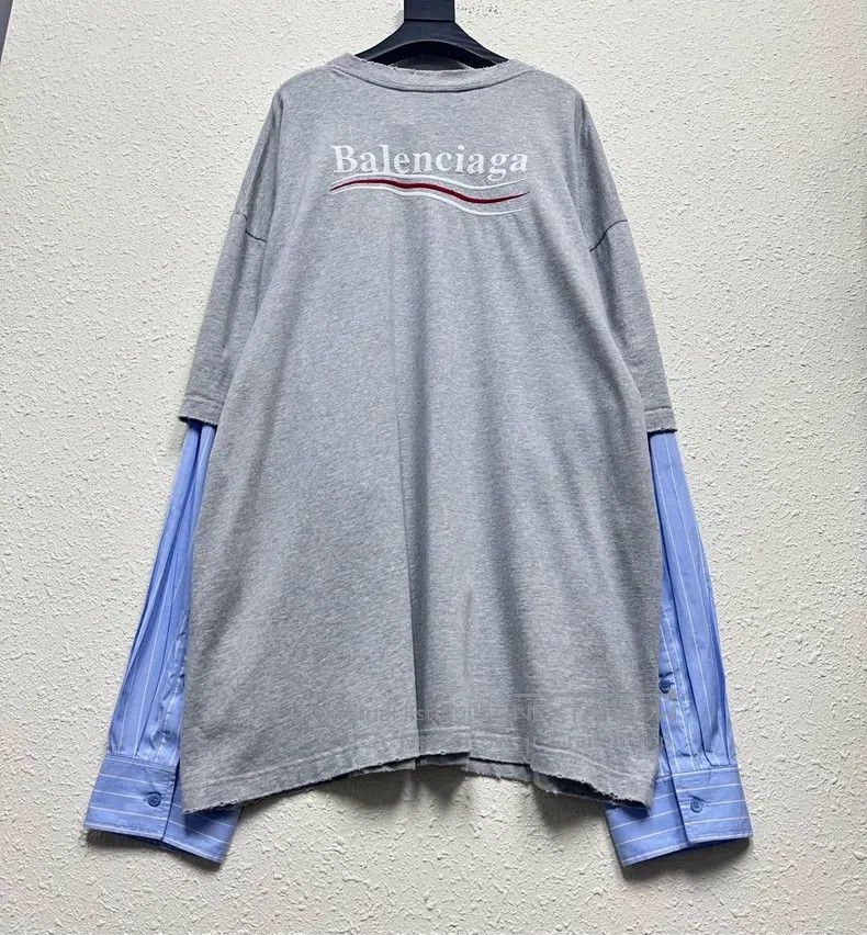 Balenciaga Balenciaga Gray Coke Embroidered Striped Shirt Two-piece L Size US M / EU 48-50 / 2 - 2 Thumbnail