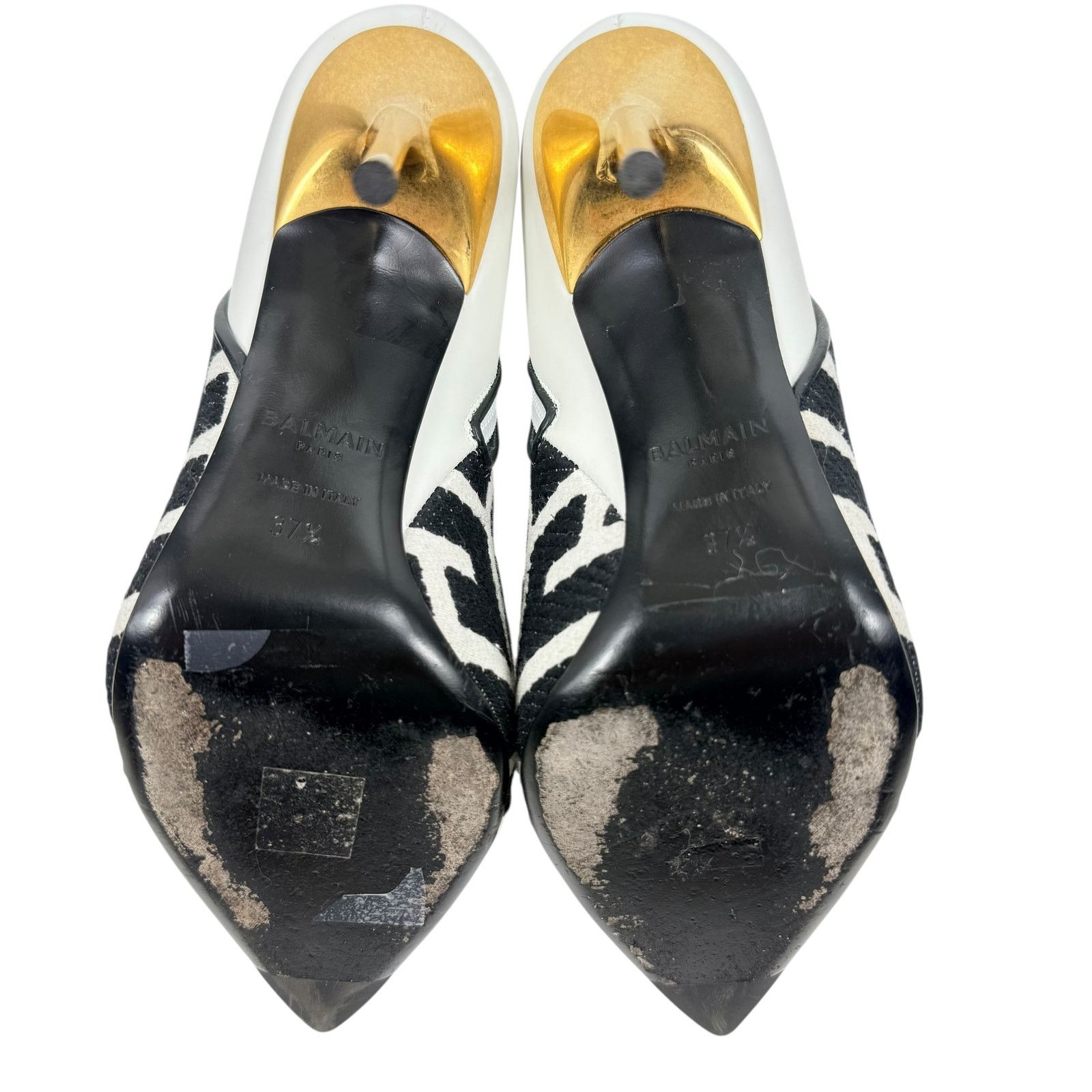 Balmain Balmain Roni Monogram Jacquard Leather Ankle Booties White Size US 7.5 / IT 37.5 - 8 Thumbnail