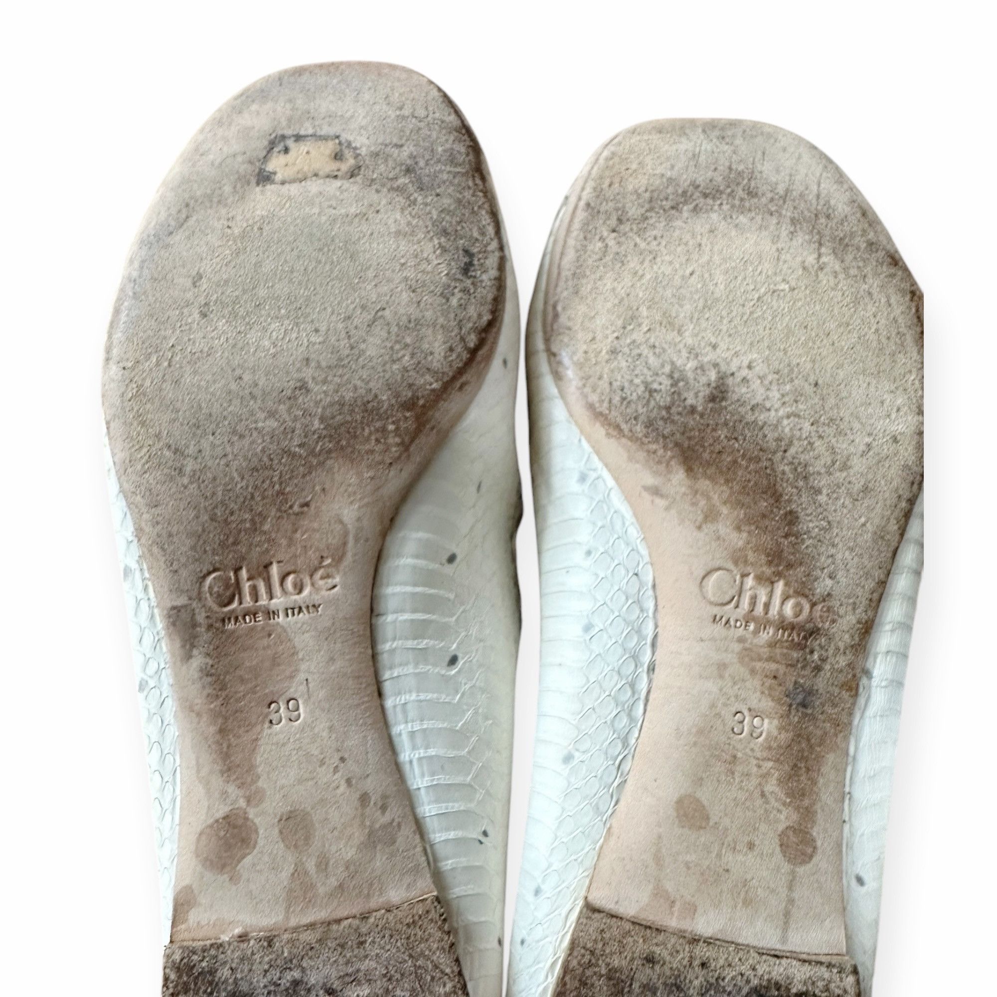 Chloe Chloe Lauren Ballet Ballerina Flats, in white snake, Scallop Size US 9 / IT 39 - 9 Thumbnail