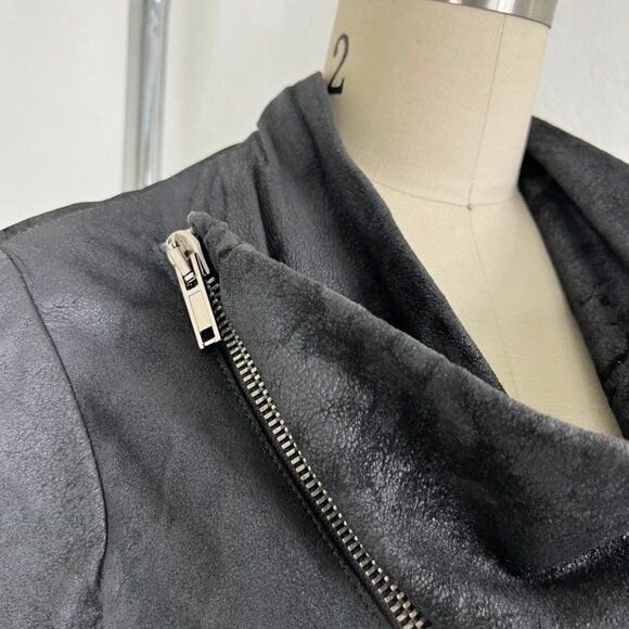 Rick Owens Drkshdw Rick Owens DRKSHDW Lamb Leather Cropped Gray Short Sleeve Zi Size M / US 6-8 / IT 42-44 - 5 Thumbnail