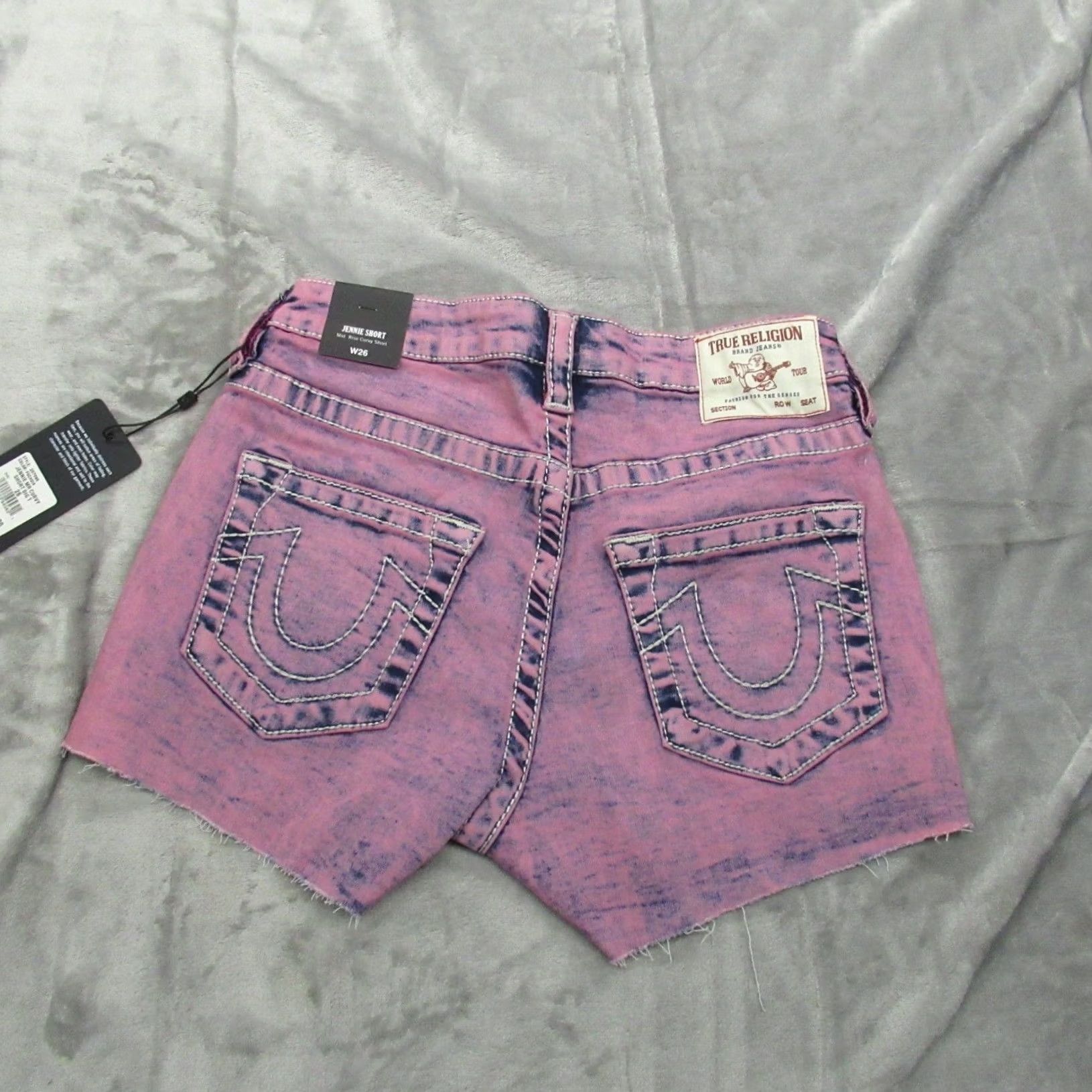 True Religion True Religion Denim Shorts Womens 26 Fuchsia Jennie Mid Curvy Raw Hem 159 NEW Size 26" / US 2 / IT 38 - 2 Thumbnail