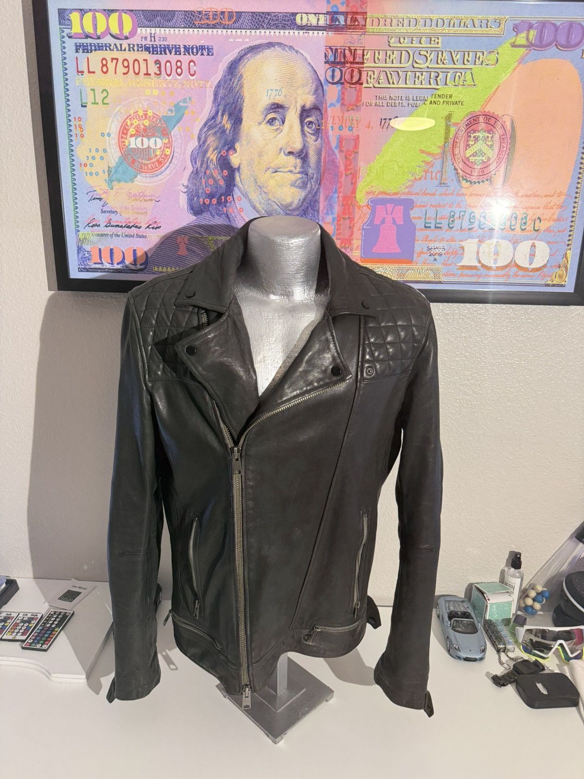 Allsaints AllSaints Black Leather Biker JacketQuiltedMotorcycle Jacket Size US L / EU 52-54 / 3 - 1 Thumbnail