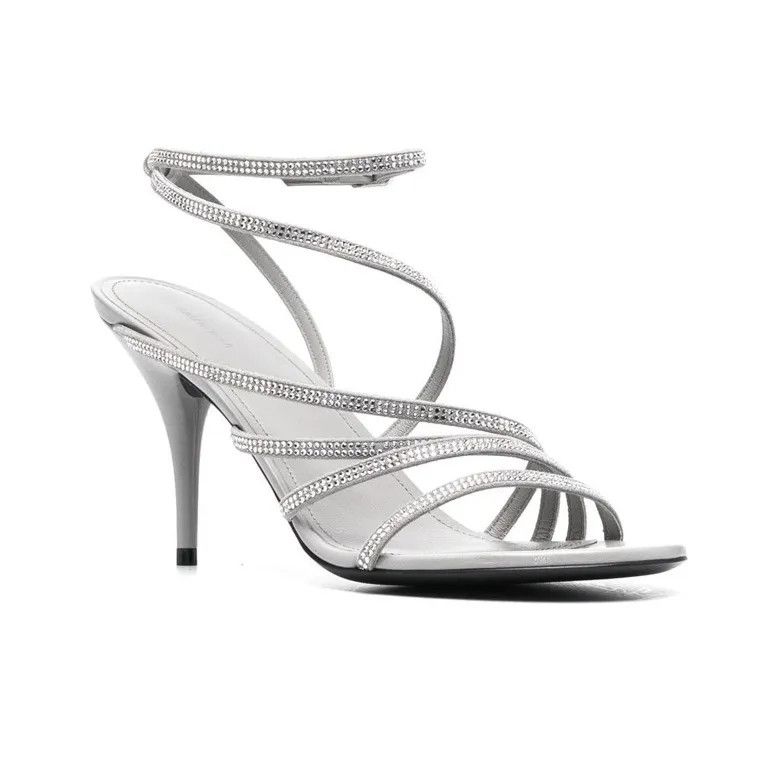 Balenciaga o1bcso1str1224 Glow Sandals H110 Strass Crystal in Silver Size US 11 / IT 41 - 3 Thumbnail