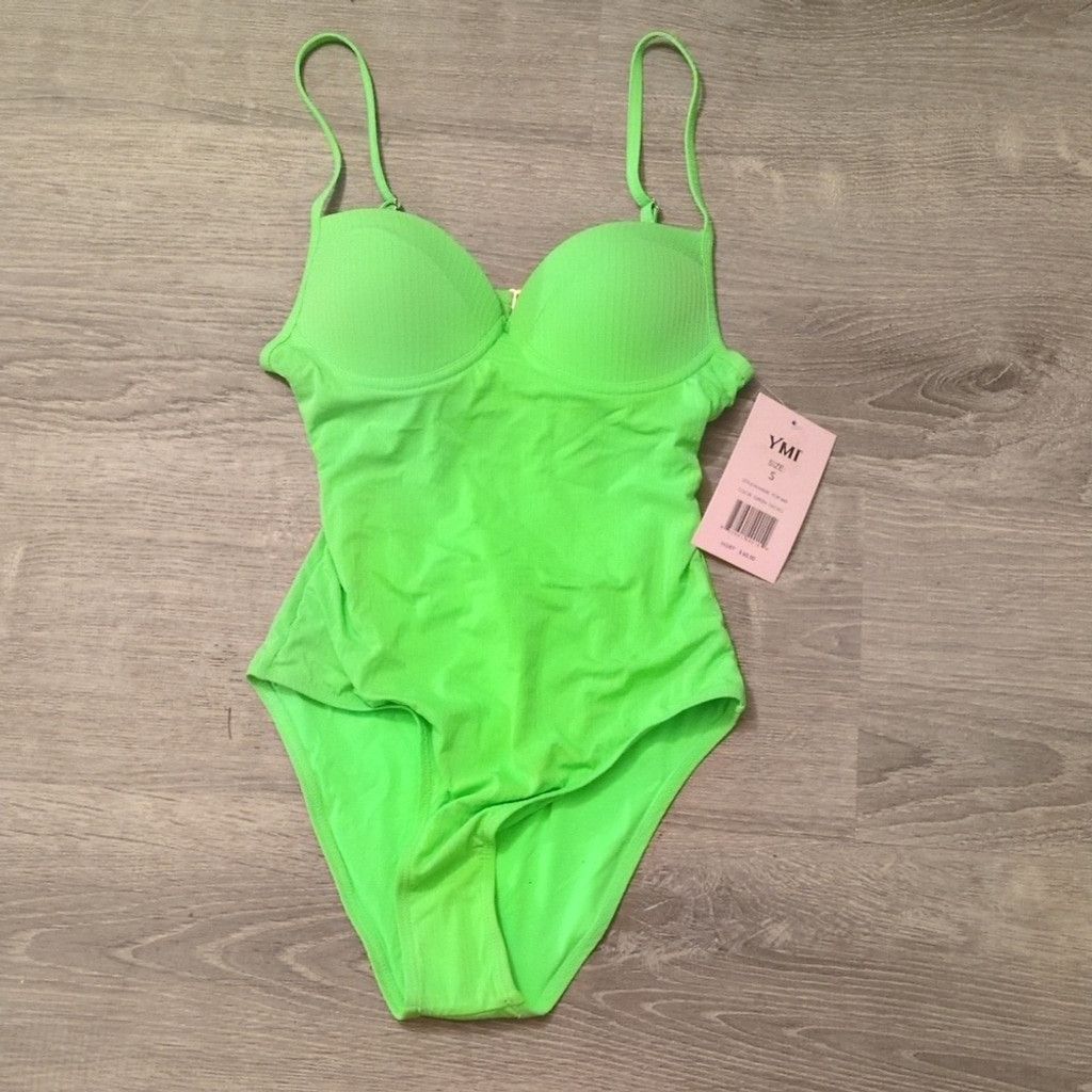 YMI green gecko one piece swimsuit size small