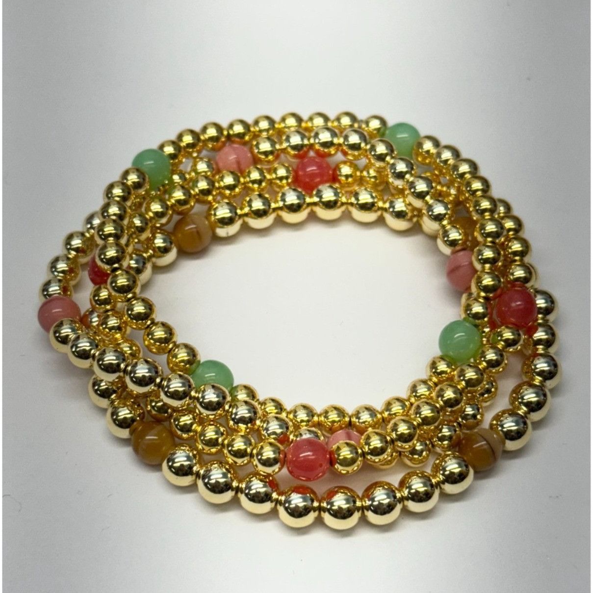 Vintage Vintage four strand beaded bracelet set gold Size ONE SIZE - 2 Thumbnail